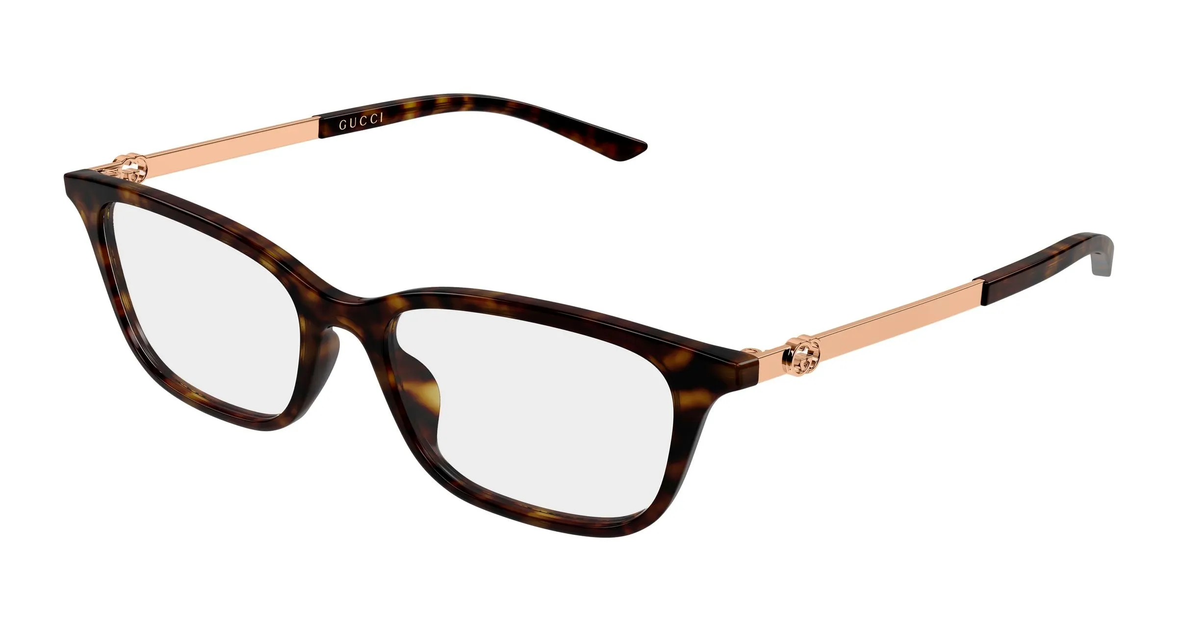 Gucci GG2213O 003 Montature da vista Acetato Havana Trasparente Squadrata - immagine 1