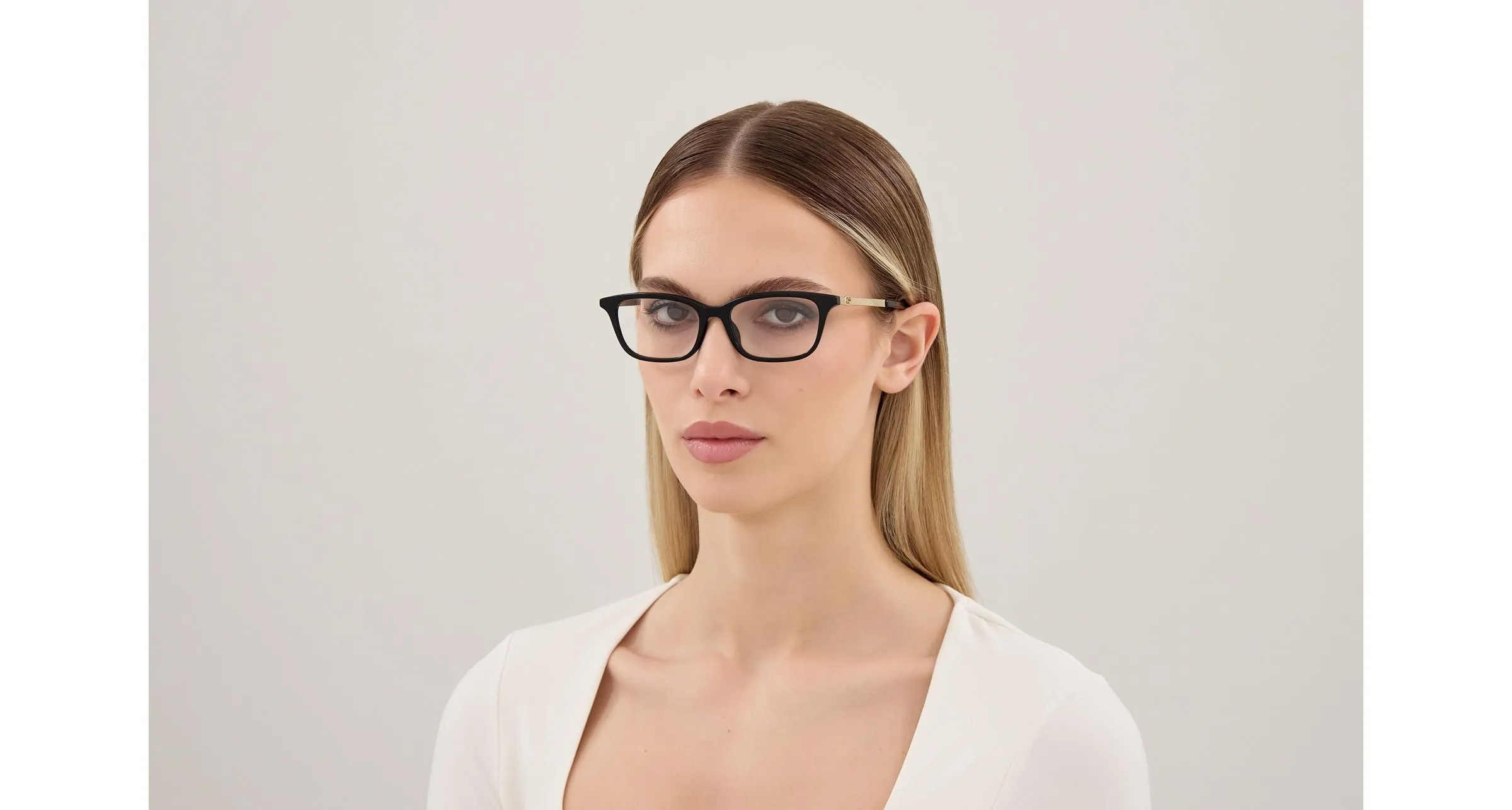 Gucci GG2213O 001 Montature da vista Acetato Nero Trasparente Squadrata - immagine 2