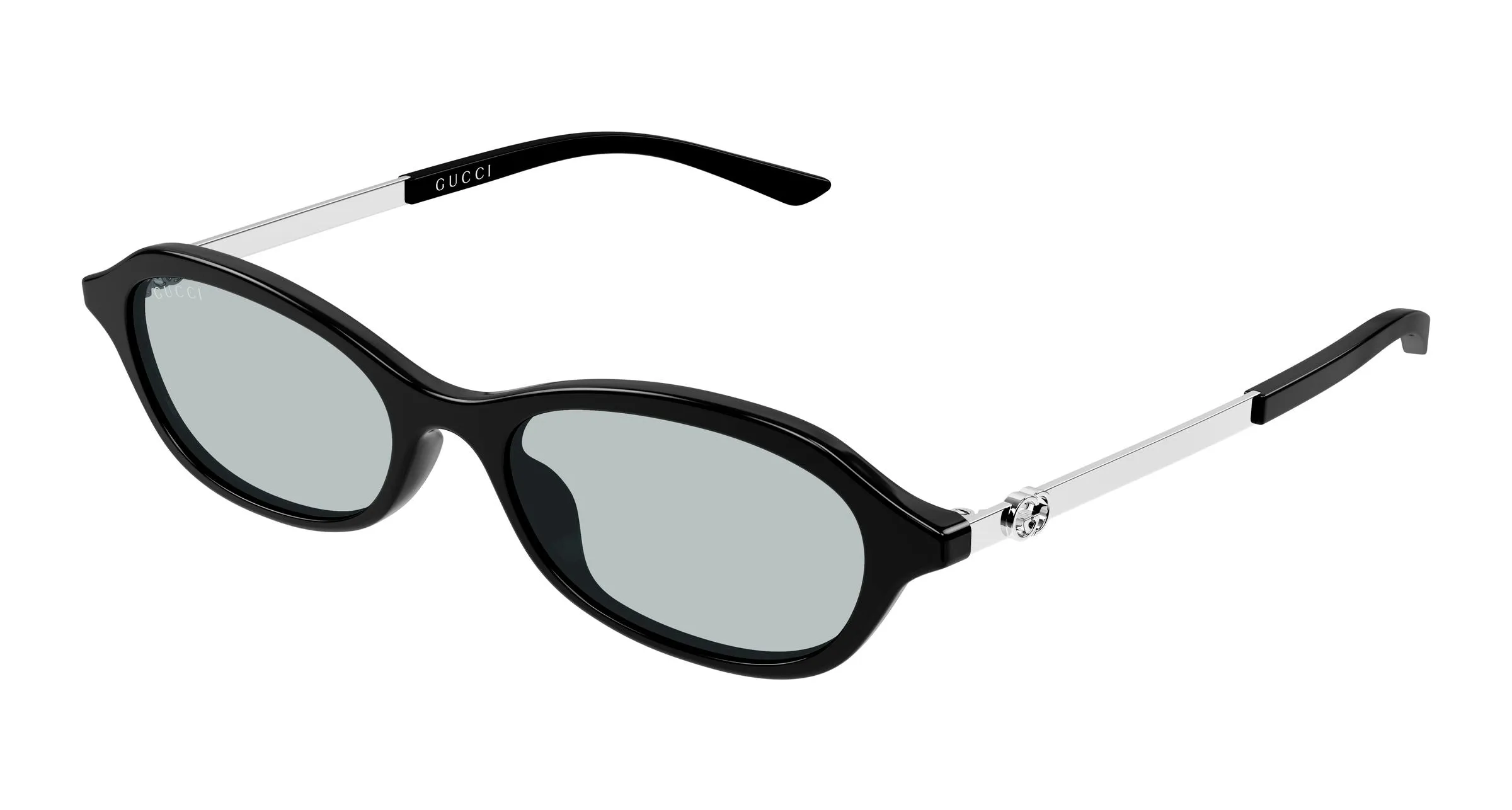 Gucci GG2212S 005 Occhiali da sole Acetato Nero Azzurro Rotonda - immagine 1