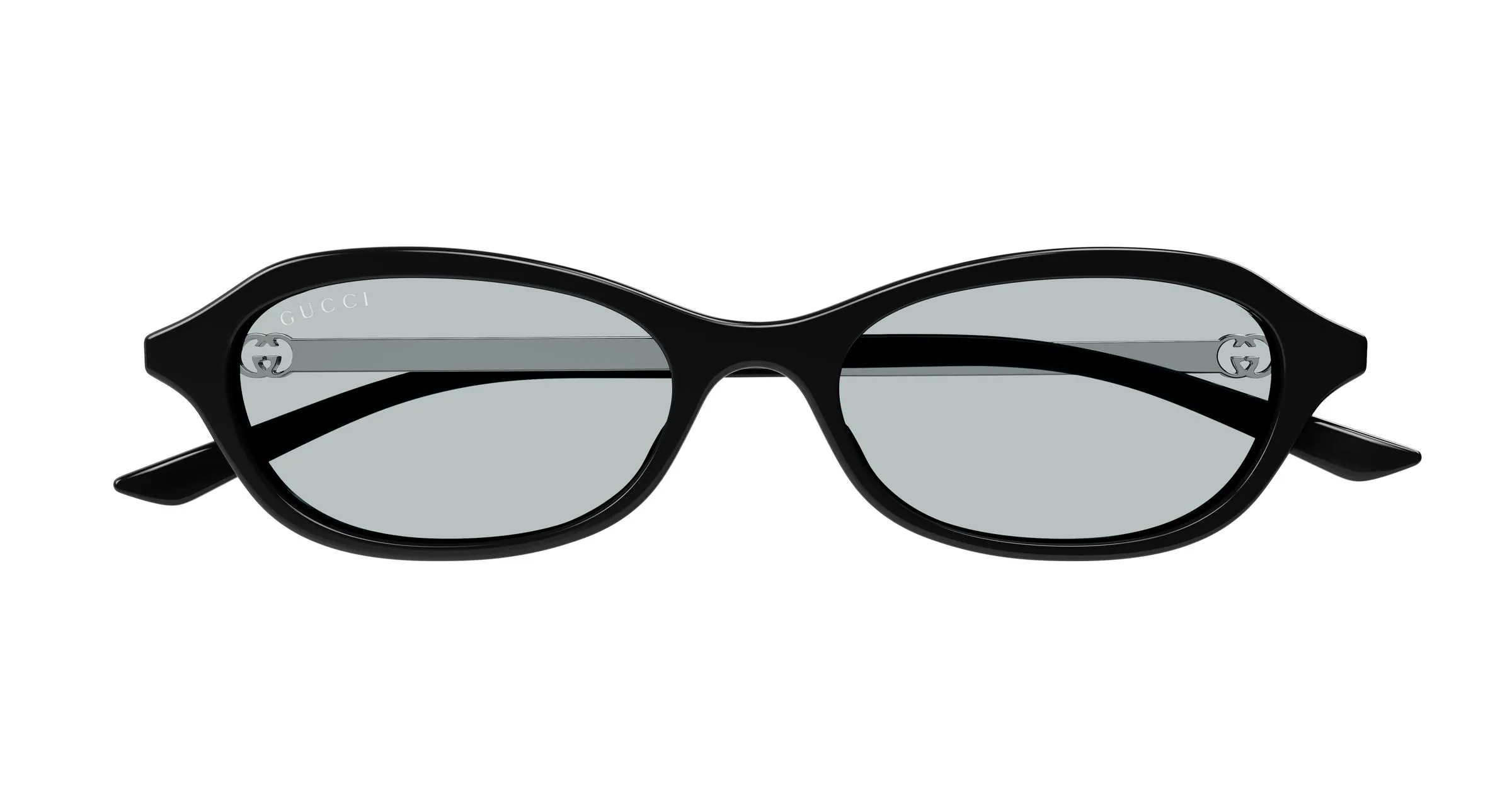 Gucci GG2212S 005 Occhiali da sole Acetato Nero Azzurro Rotonda - immagine 2
