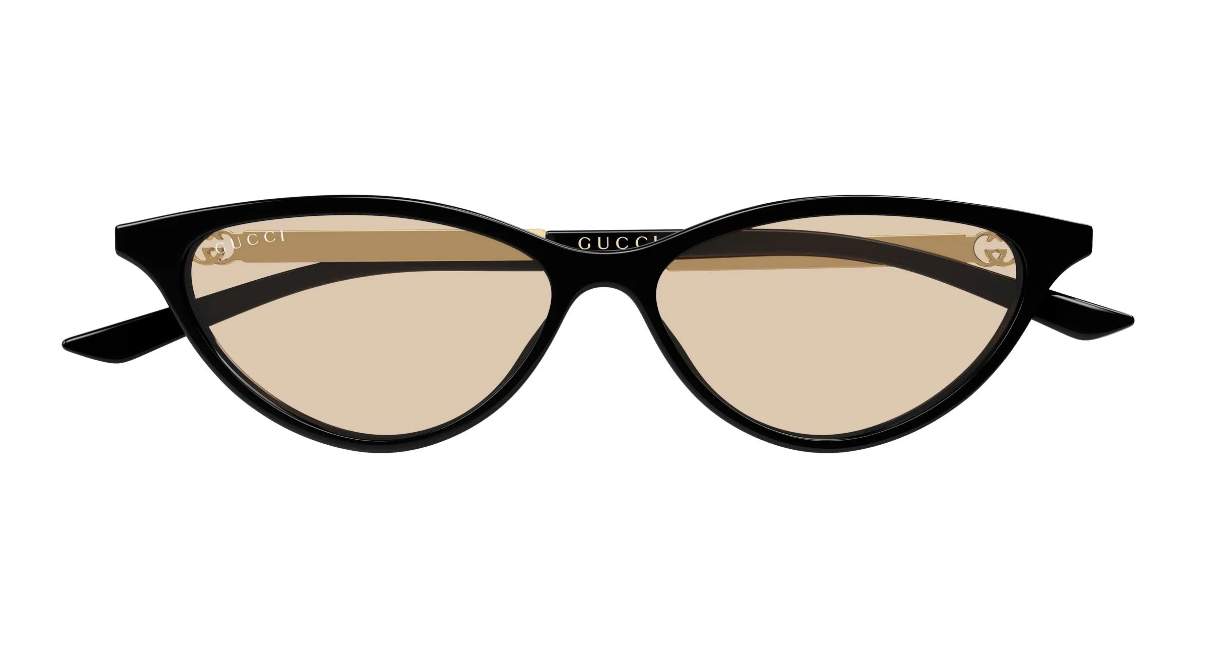 Gucci GG2211S 004 Occhiali da sole Acetato Nero Marrone Cat Eye - immagine 2