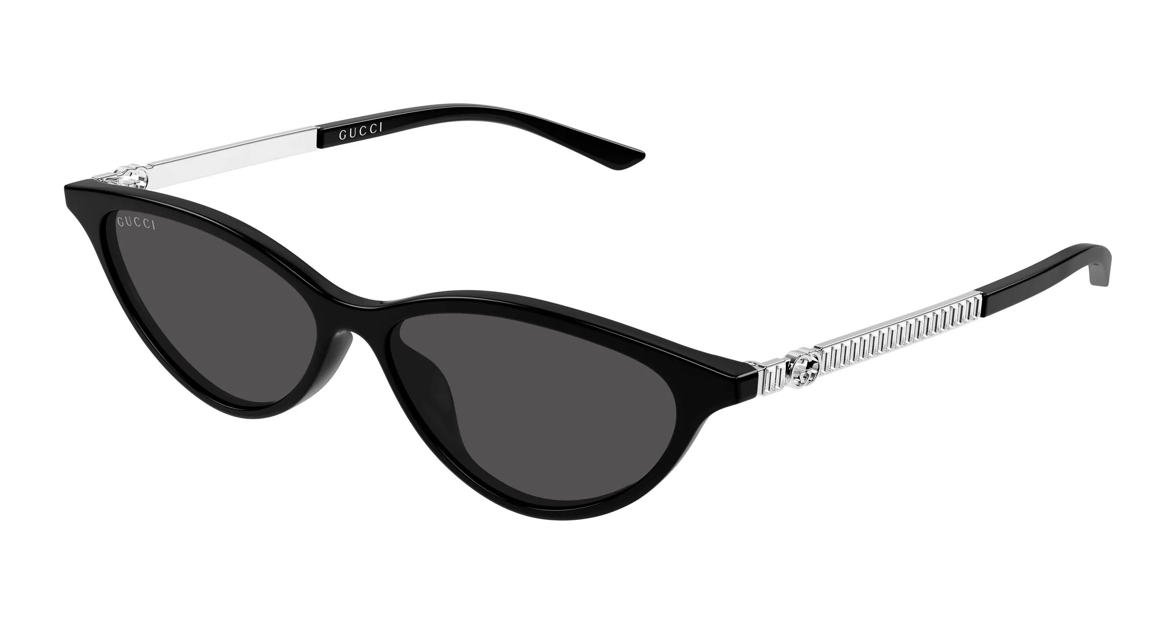 Gucci GG2211S 002 Occhiali da sole Acetato Nero Grigio Cat Eye - immagine 1
