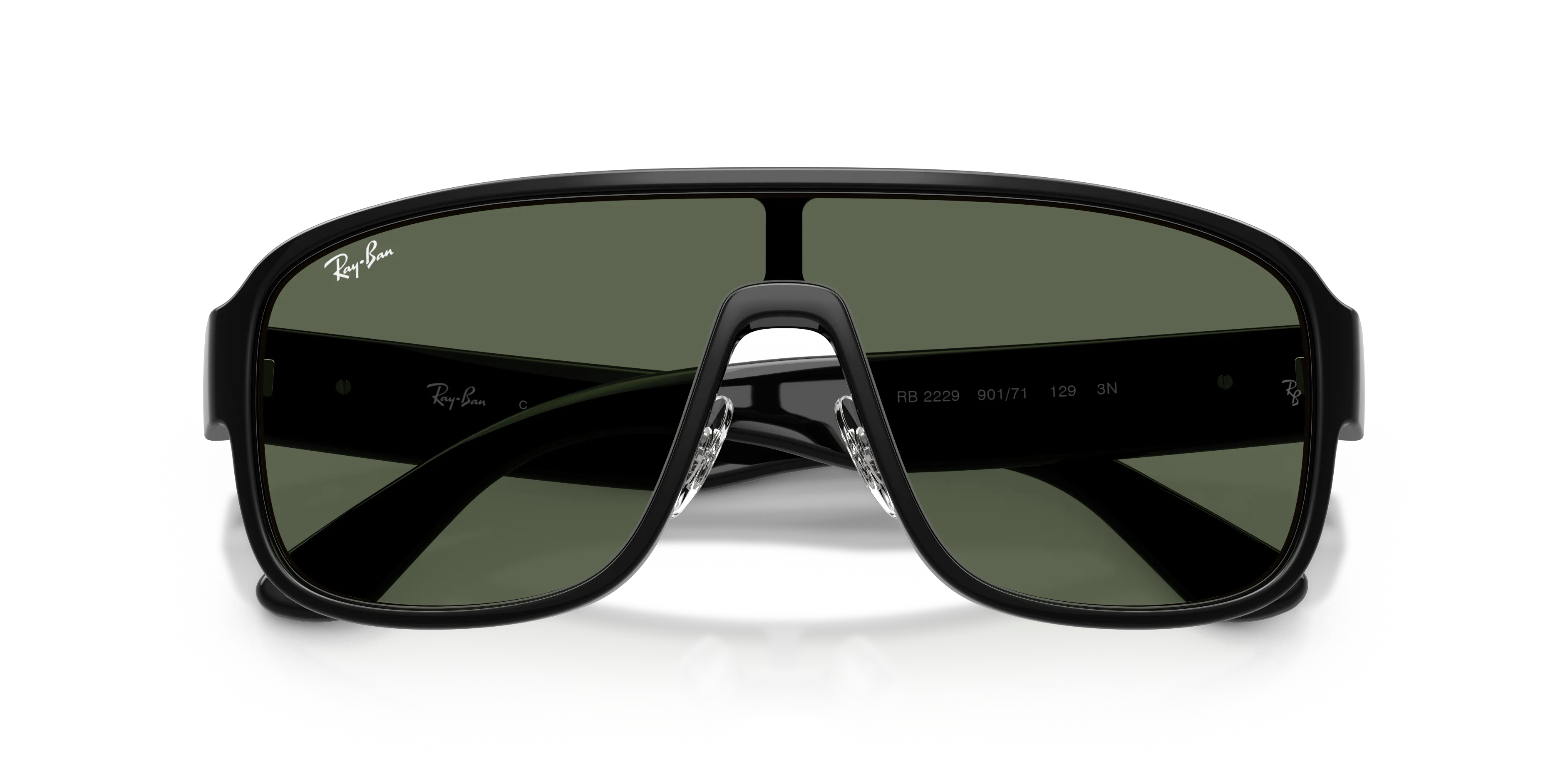 Ray - Ban RB2229 901/71 Occhiali da sole Acetato Nero Verde Squadrata Normale - immagine 2