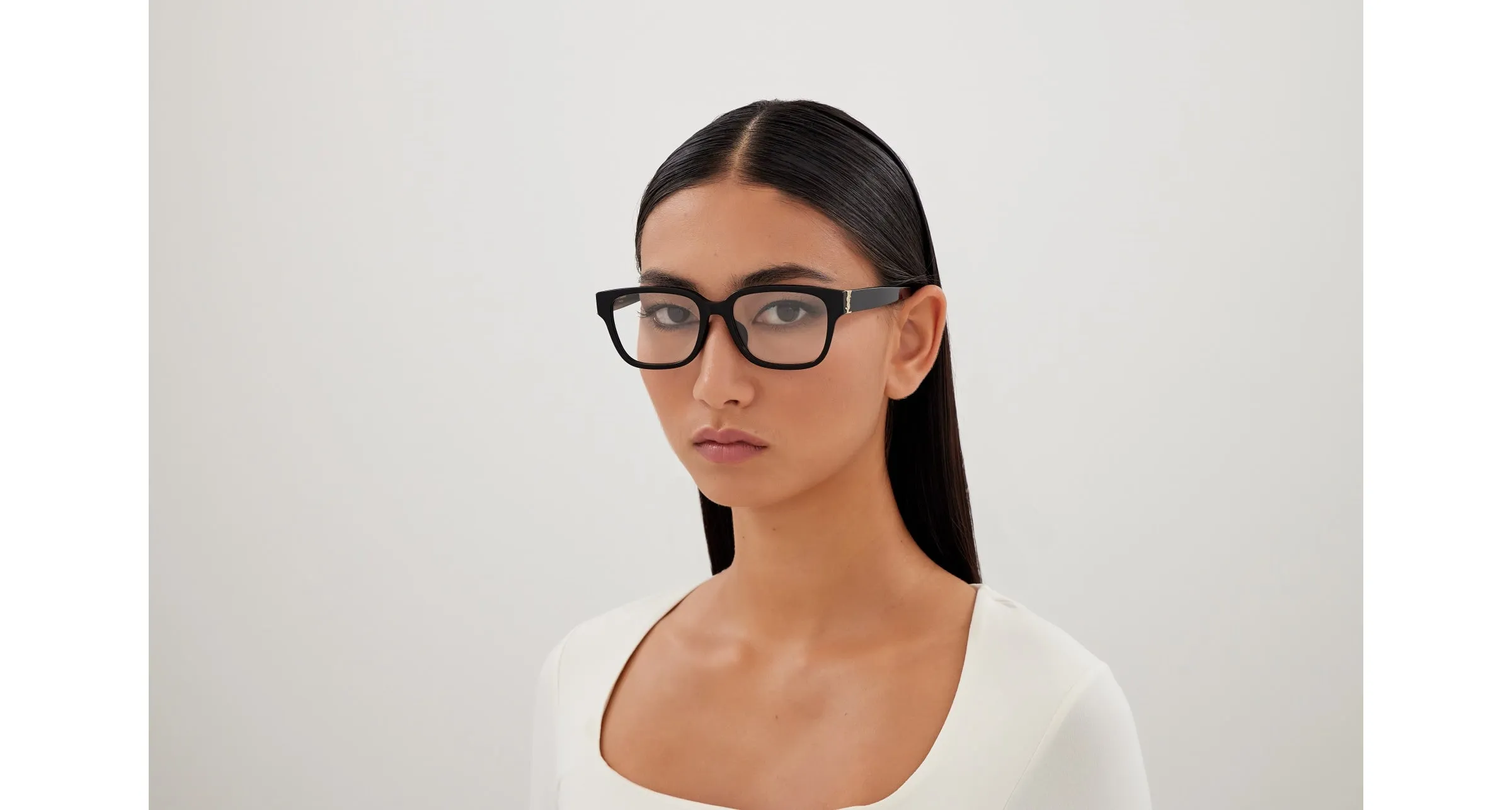 SAINT LAURENT SL M150/F 001 Montature da vista Acetato Nero Trasparente Squadrata - immagine 4