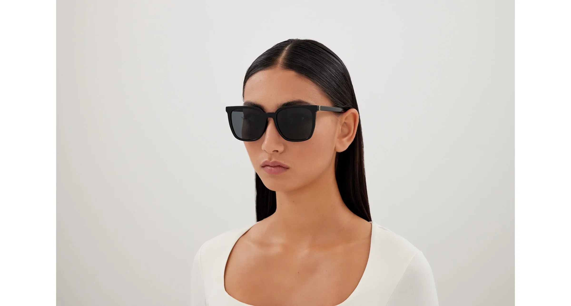 SAINT LAURENT SL M146/K 001 Occhiali da sole Acetato Nero Nero Squadrata - immagine 4
