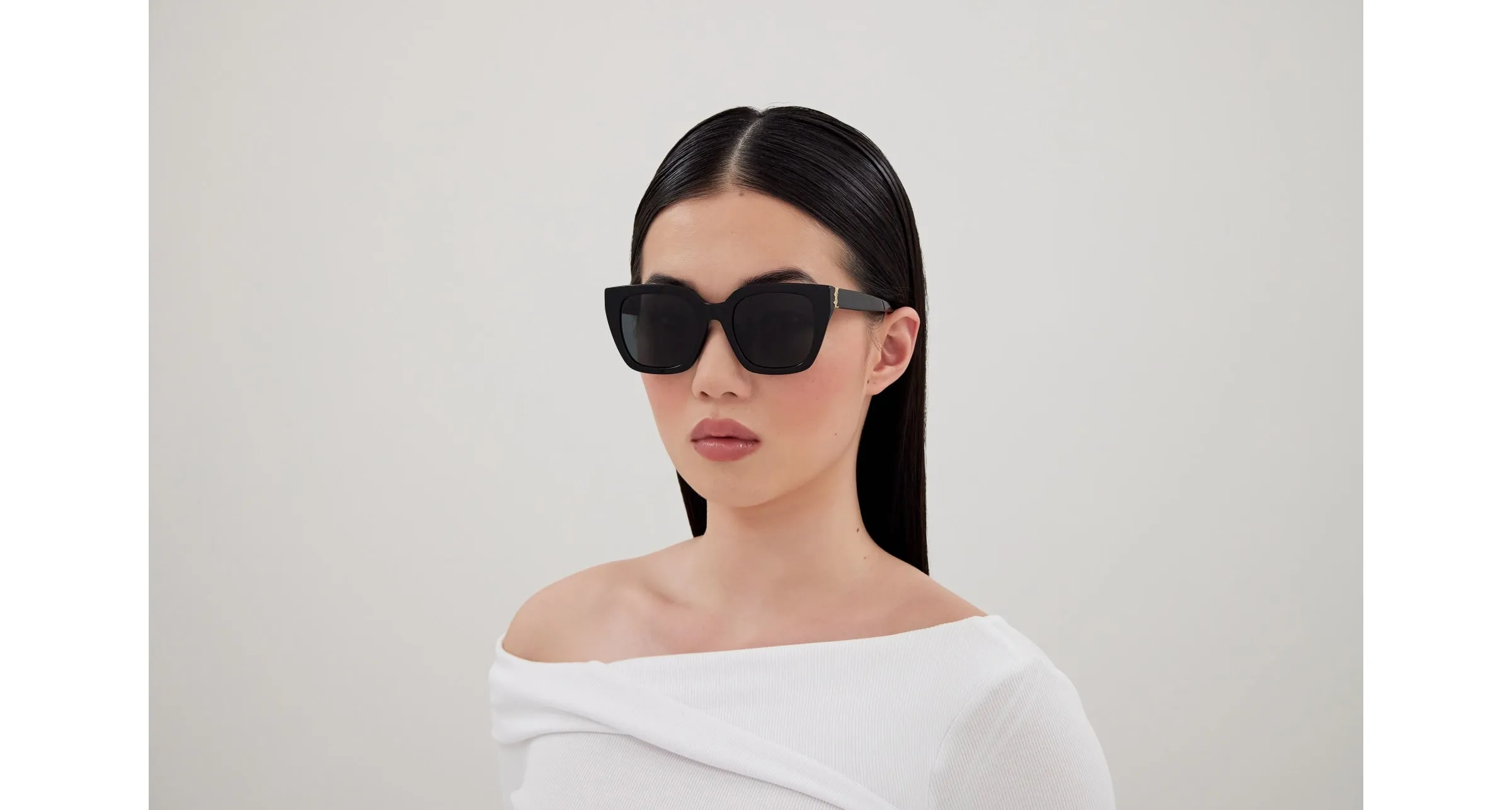 SAINT LAURENT SL M143/F 001 Occhiali da sole Acetato Nero Nero Cat Eye - immagine 4