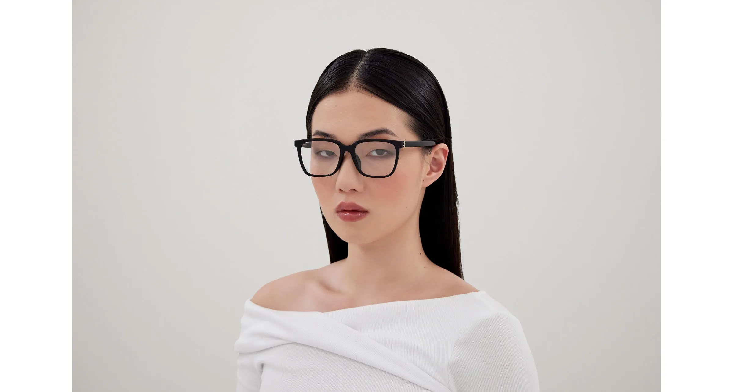 SAINT LAURENT SL M142/F 001 Montature da vista Acetato Nero Trasparente Squadrata - immagine 4