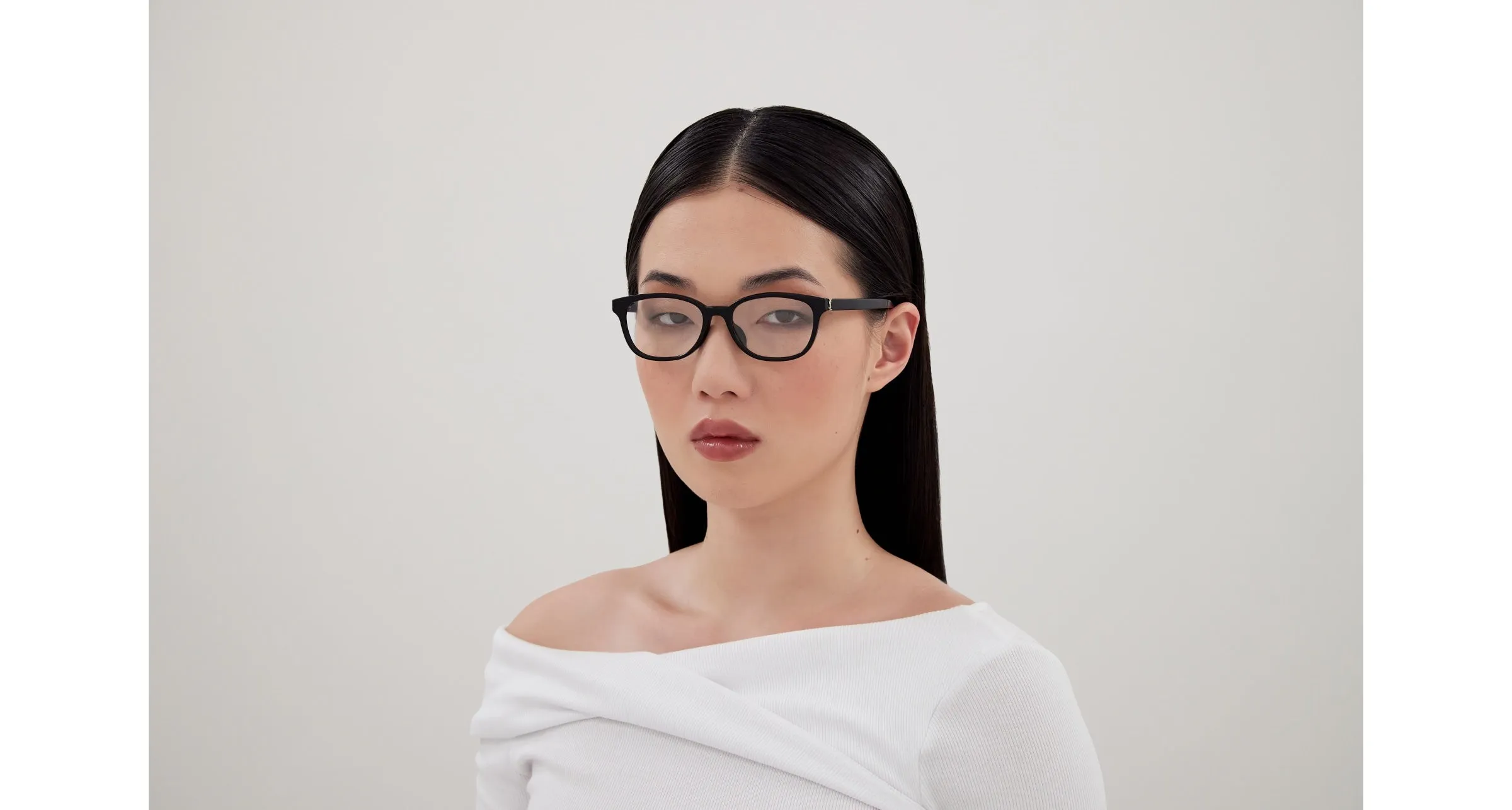 SAINT LAURENT SL M141/F 001 Montature da vista Acetato Nero Trasparente Cat Eye - immagine 4