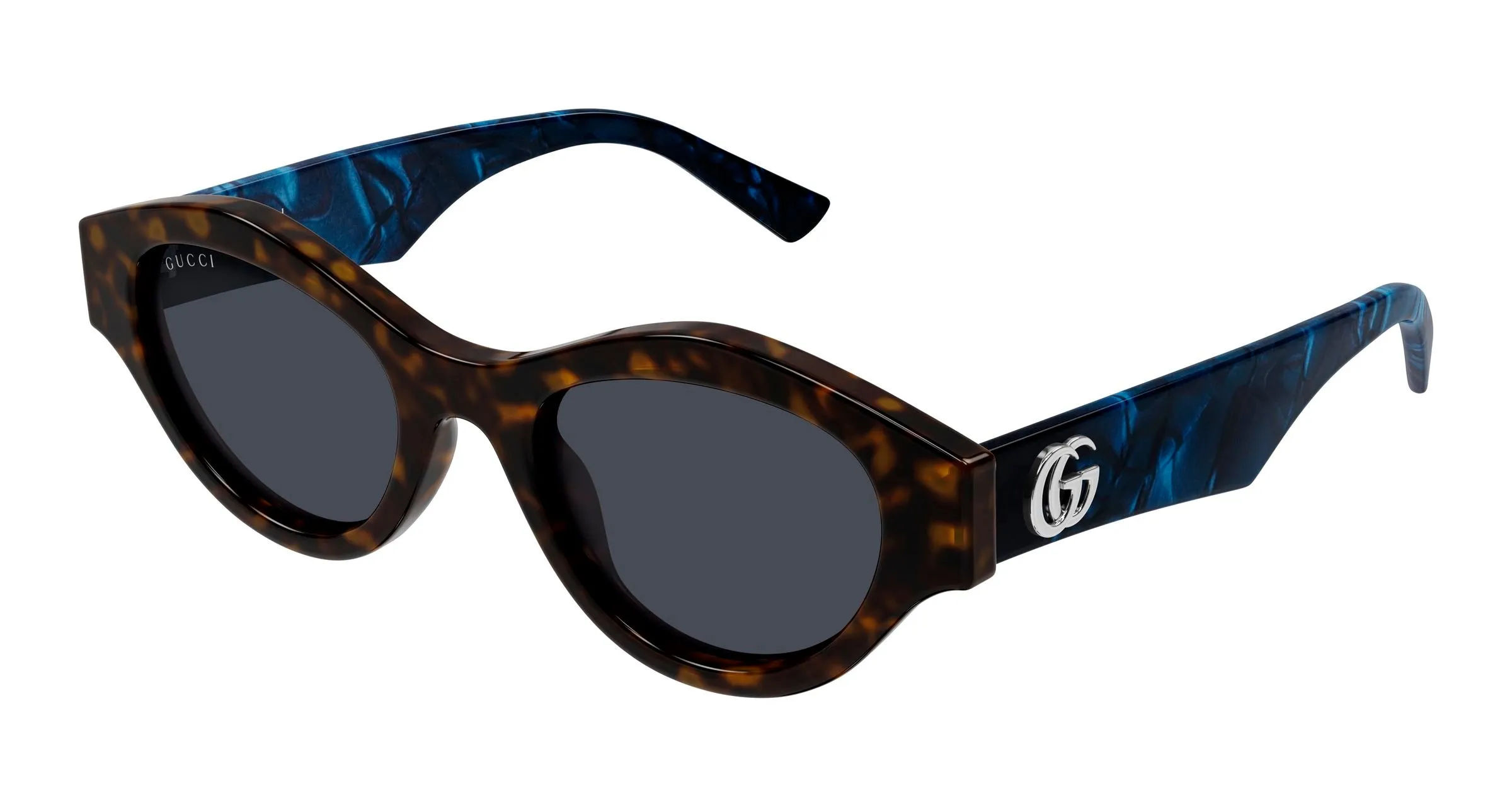 Gucci GG2207S 005 Occhiali da sole Acetato Havana Blu Cat Eye - immagine 1