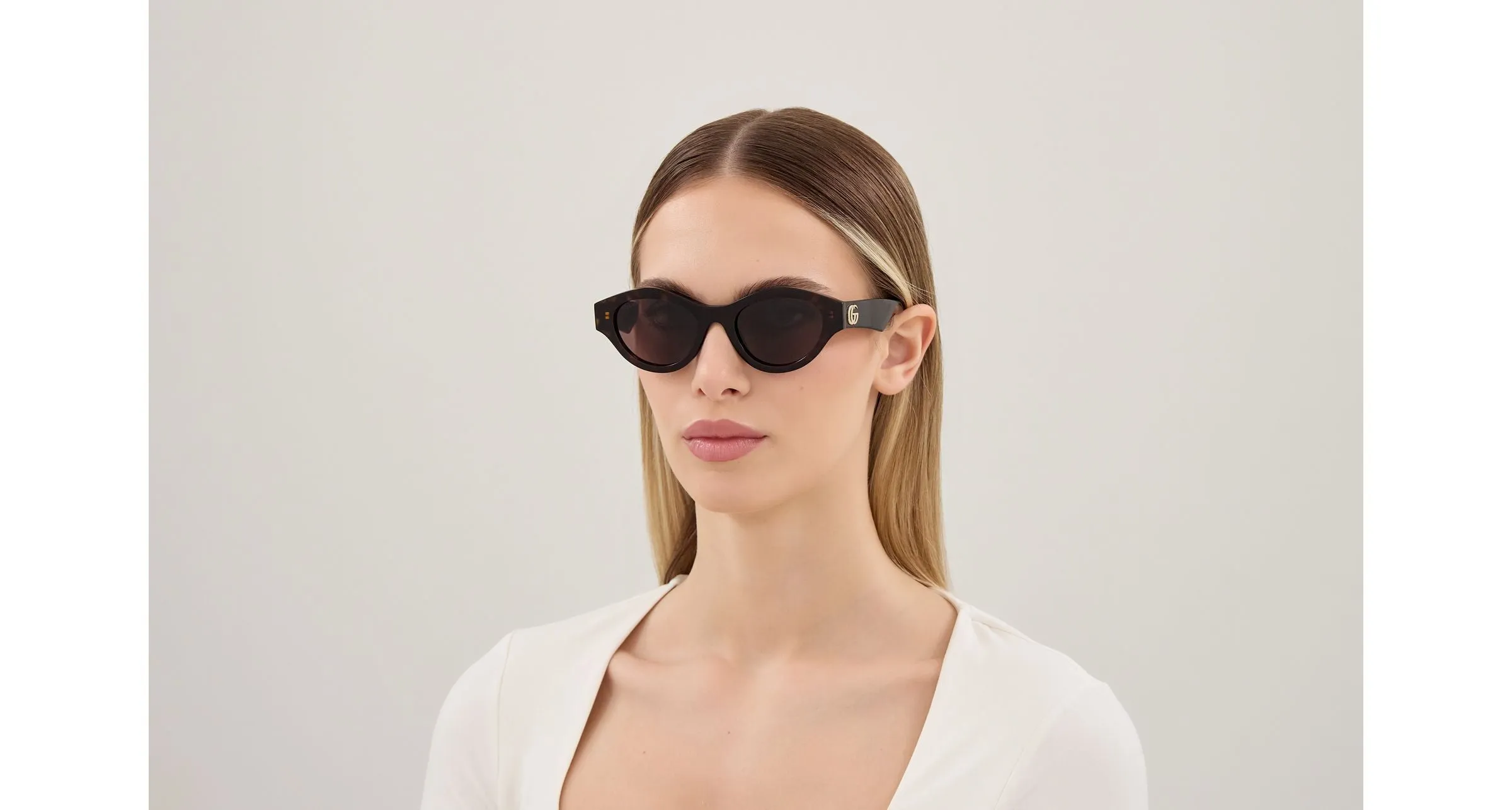 Gucci GG2207S 002 Occhiali da sole Acetato Havana Marrone Cat Eye - immagine 2