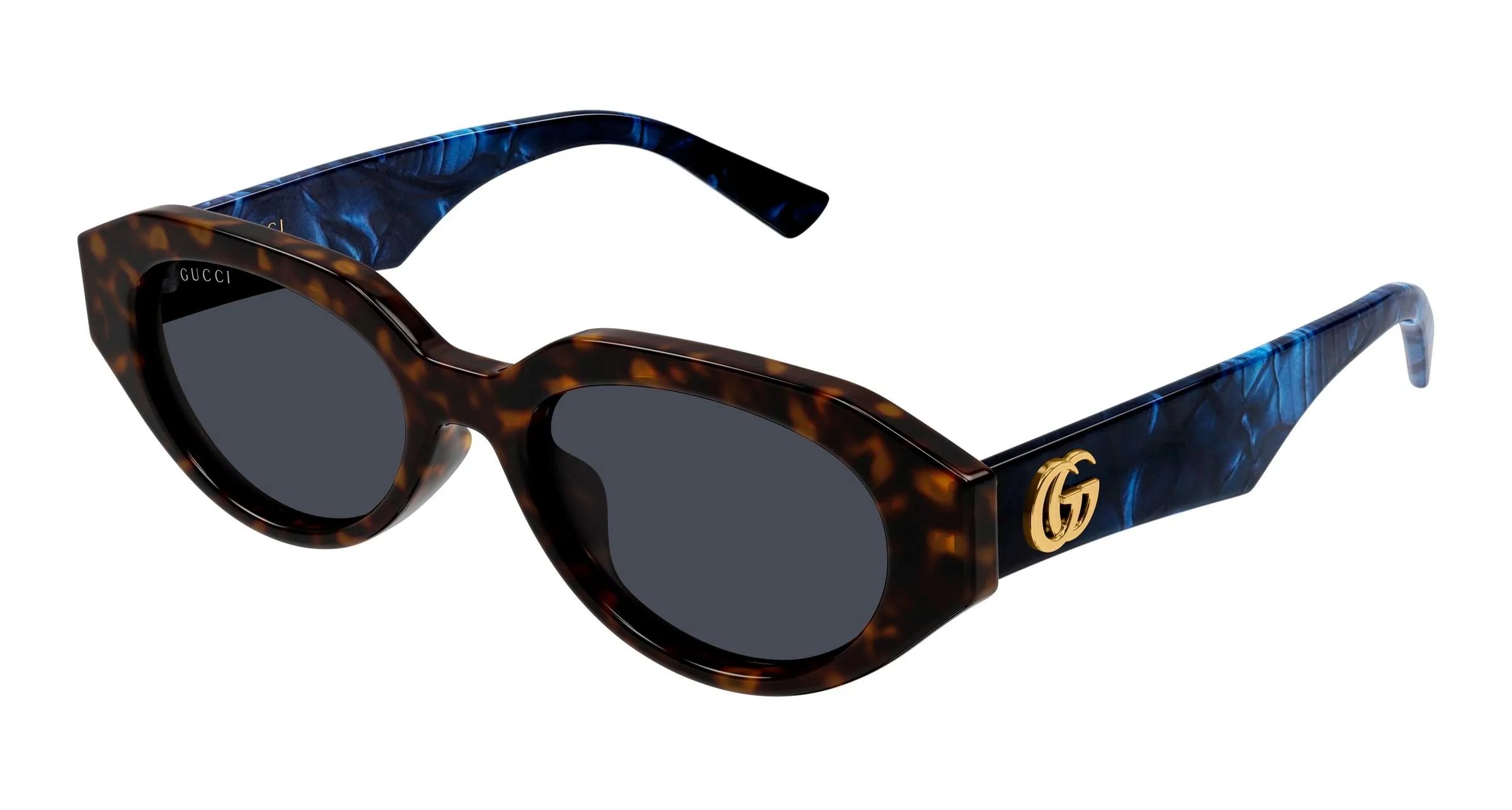 Gucci GG2206SA 004 Occhiali da sole Acetato Havana Blu Rotonda - immagine 1