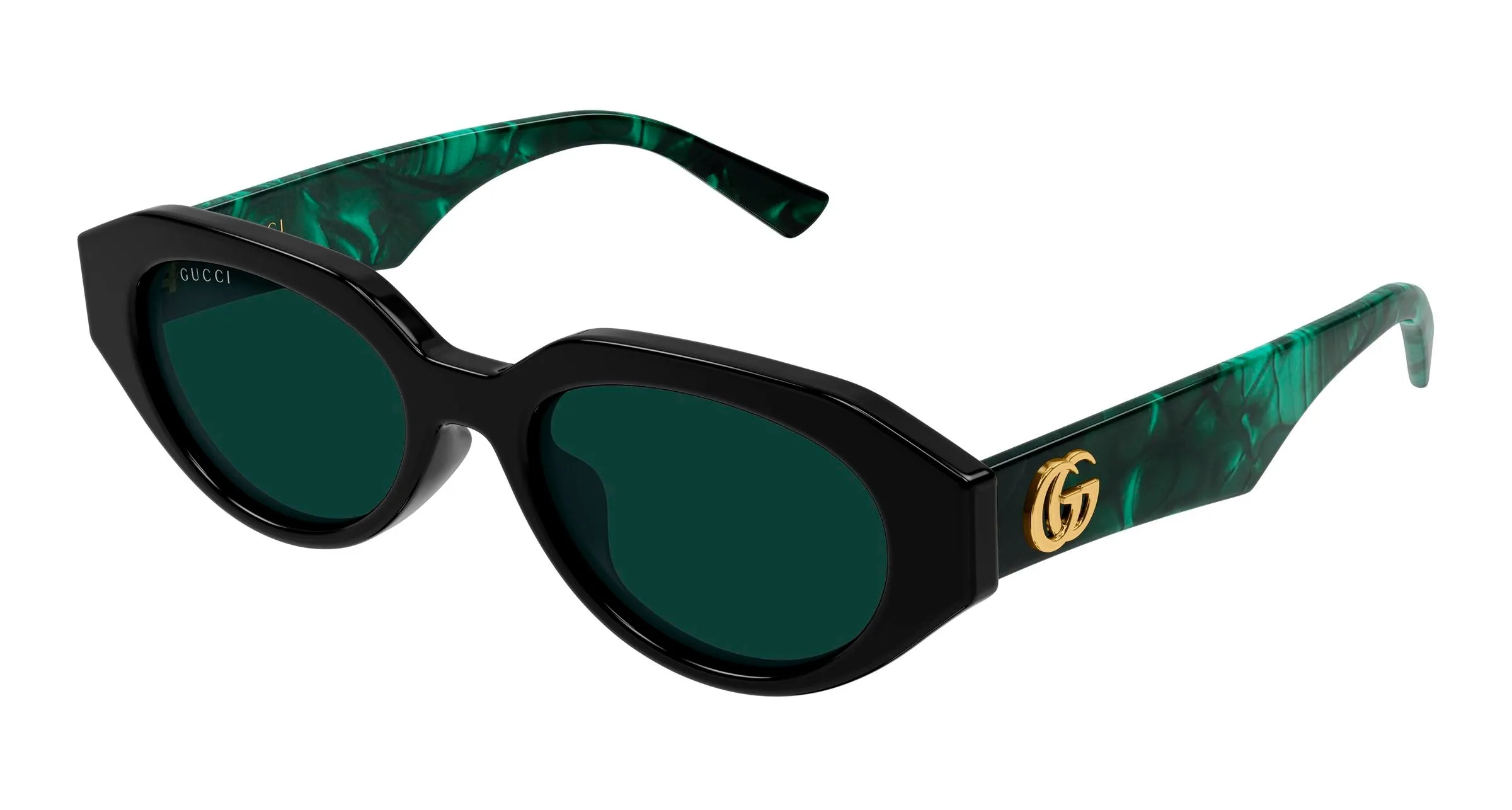Gucci GG2206SA 003 Occhiali da sole Acetato Nero Verde Rotonda - immagine 1
