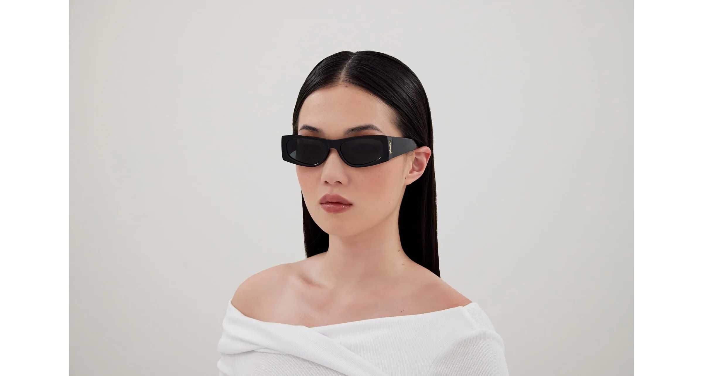SAINT LAURENT SL M140/F 001 Occhiali da sole Acetato Nero Nero Squadrata - immagine 4