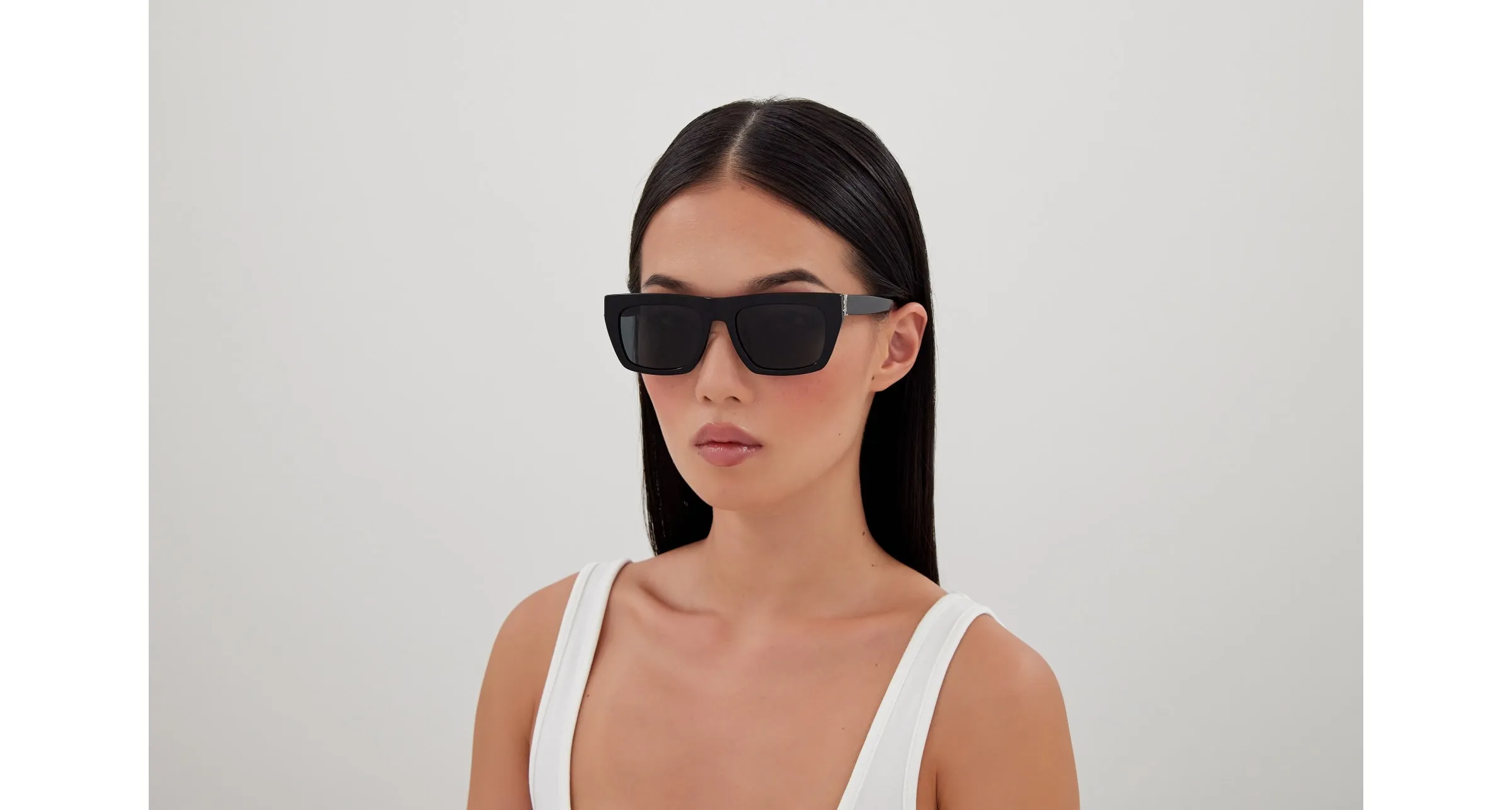 SAINT LAURENT SL M131/F 001 Occhiali da sole Acetato Nero Nero Geometrica - immagine 4