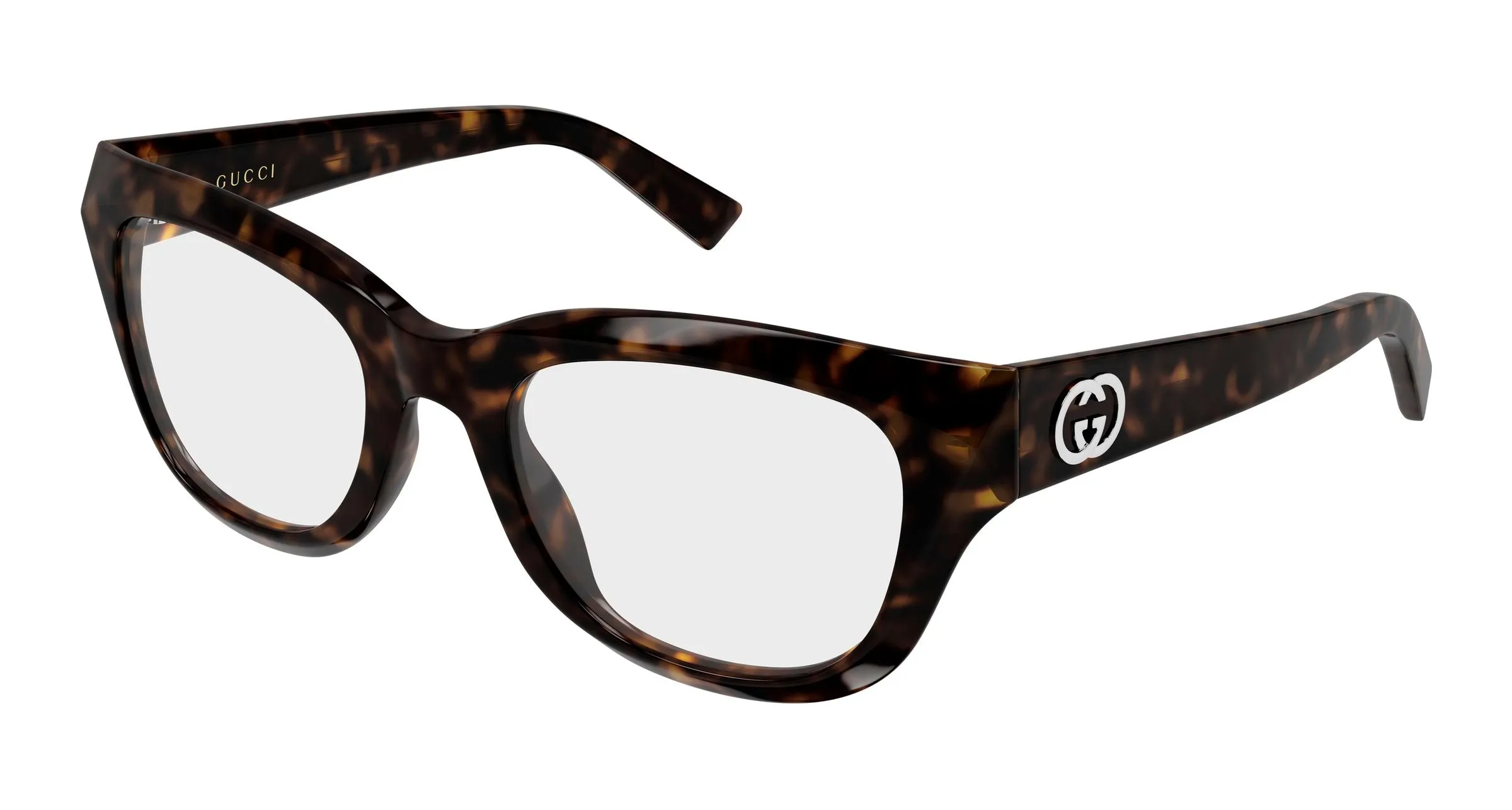 Gucci GG2202O 002 Montature da vista Acetato Havana Trasparente Geometrica - immagine 1