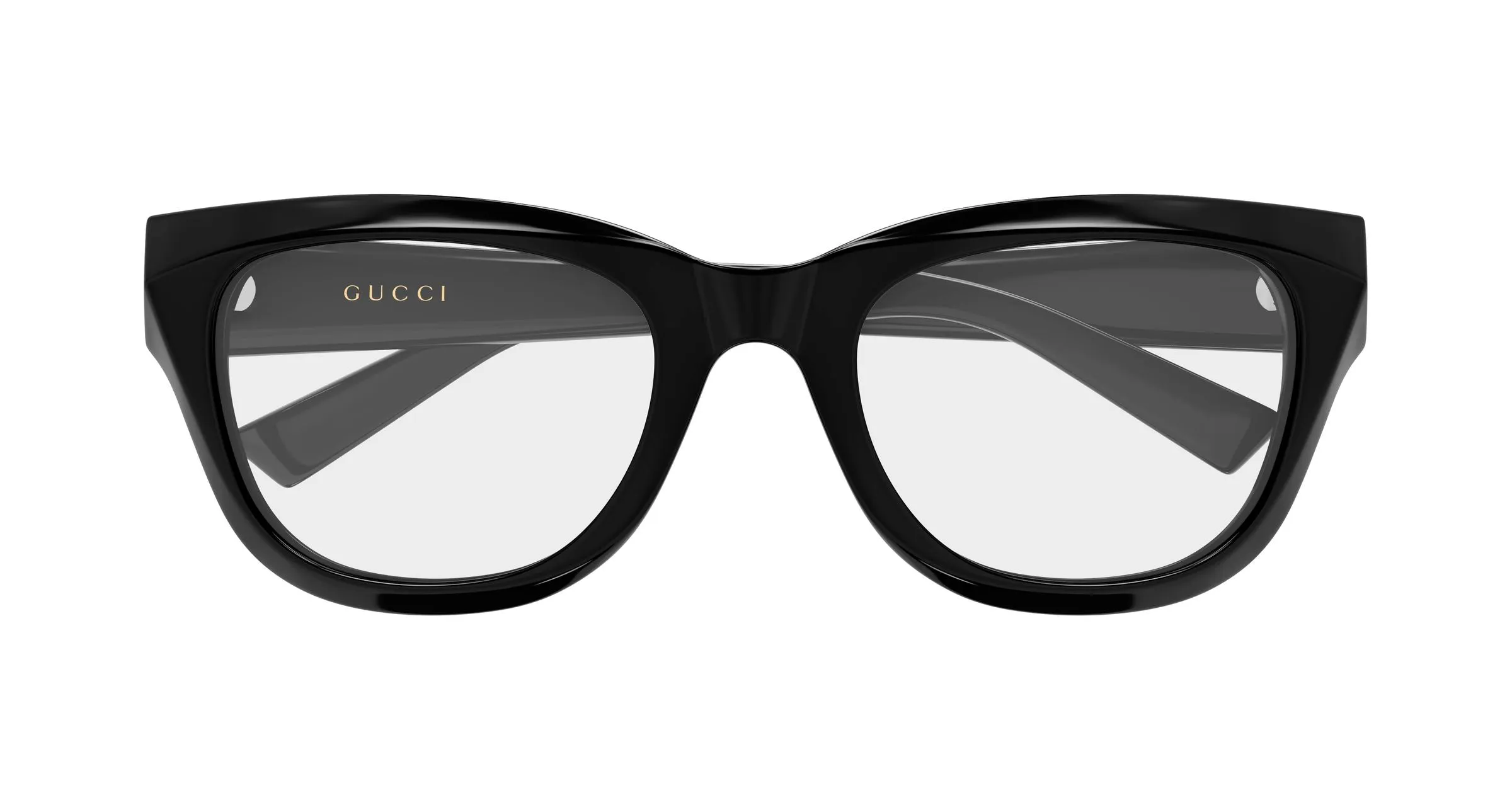Gucci GG2202O 001 Montature da vista Acetato Nero Trasparente Geometrica - immagine 2