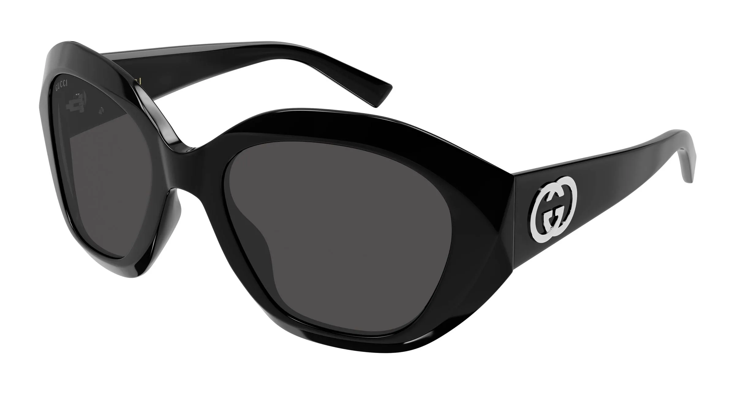 Gucci GG2200S 001 Occhiali da sole Acetato Nero Grigio Geometrica - immagine 1