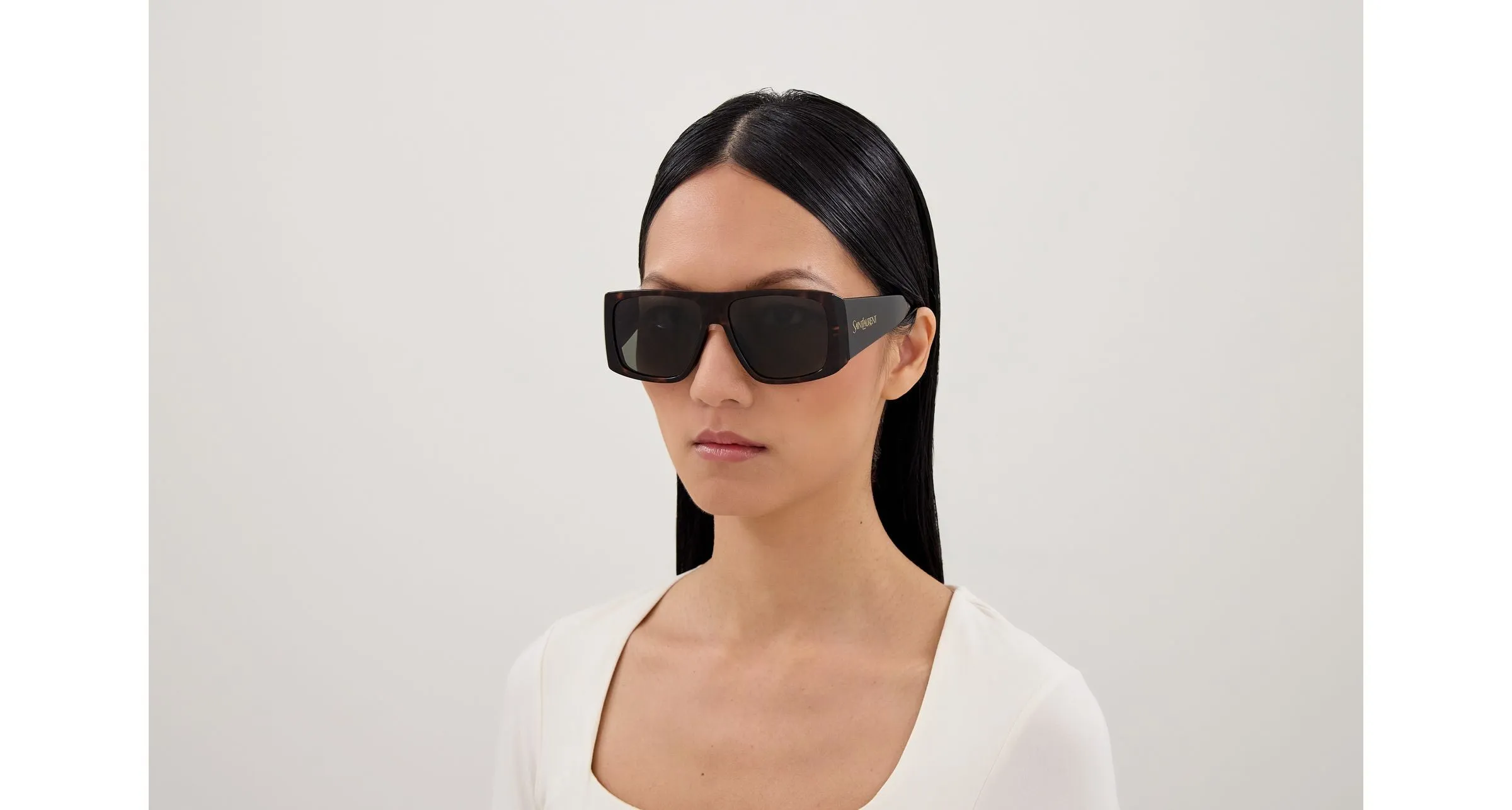 SAINT LAURENT SL 832/F 002 Occhiali da sole Acetato Havana Grigio Squadrata - immagine 4