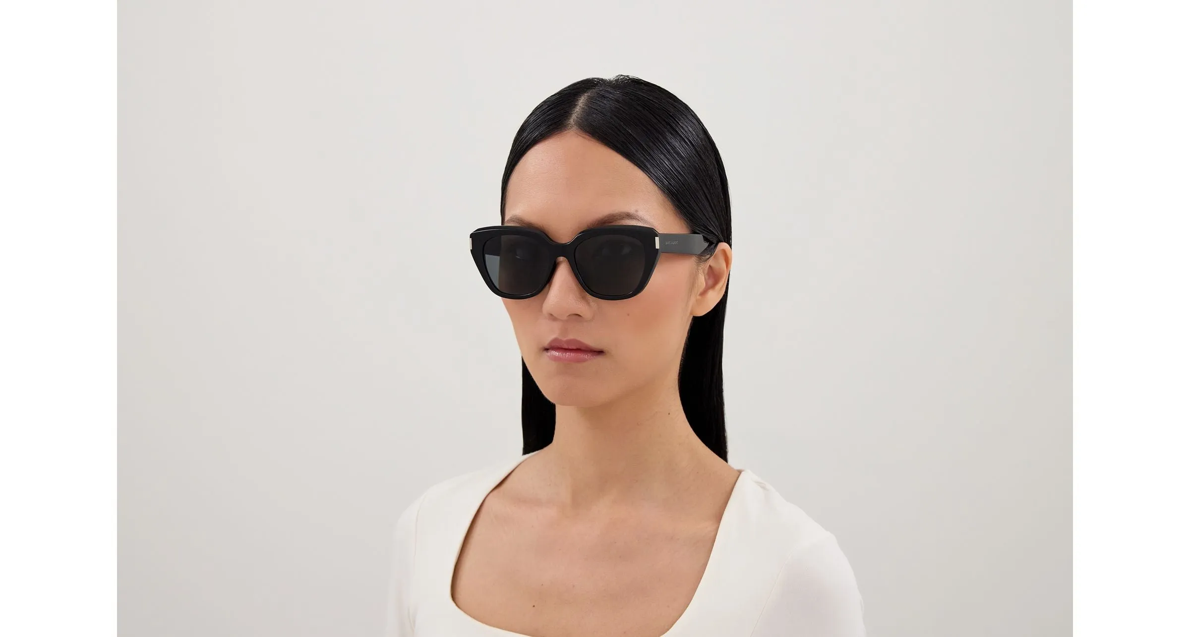 SAINT LAURENT SL 827/K 001 Occhiali da sole Acetato Nero Nero Cat Eye - immagine 4