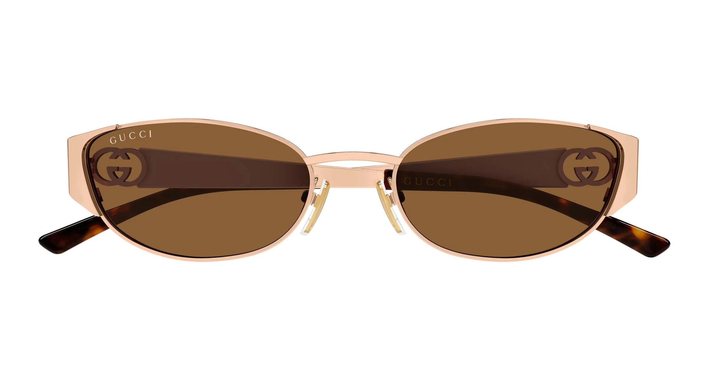 Gucci GG2197S 004 Occhiali da sole Metallo Oro Marrone Rotonda - immagine 2