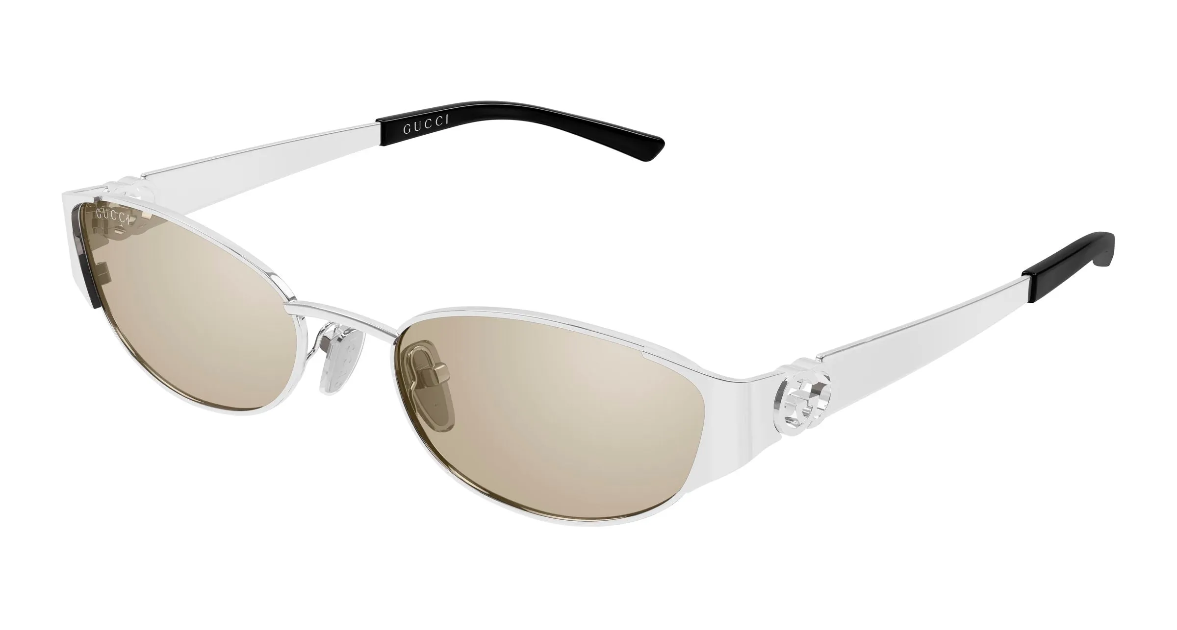 Gucci GG2197S 002 Occhiali da sole Metallo Argento Marrone Rotonda Flash - immagine 1
