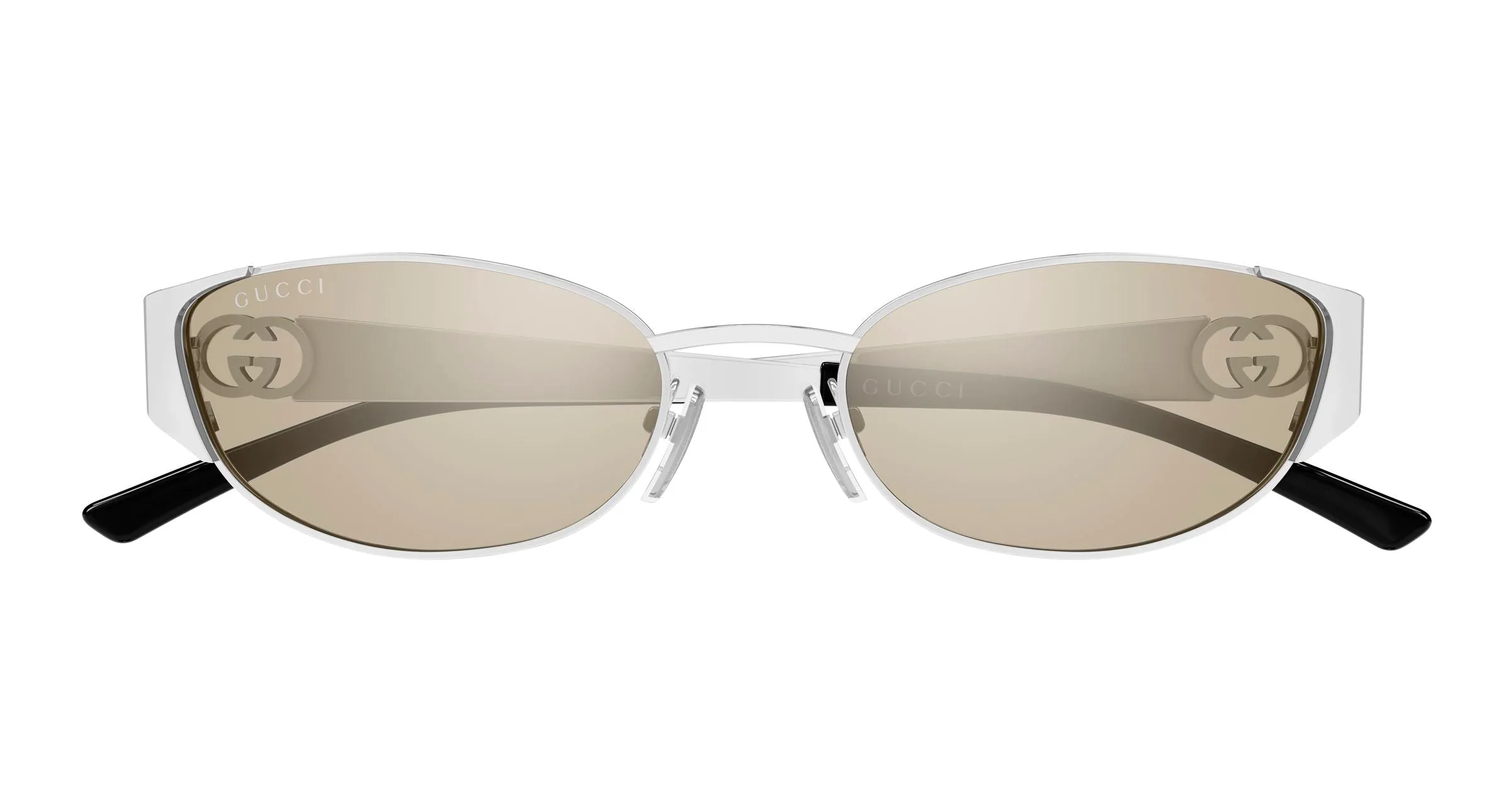 Gucci GG2197S 002 Occhiali da sole Metallo Argento Marrone Rotonda Flash - immagine 2