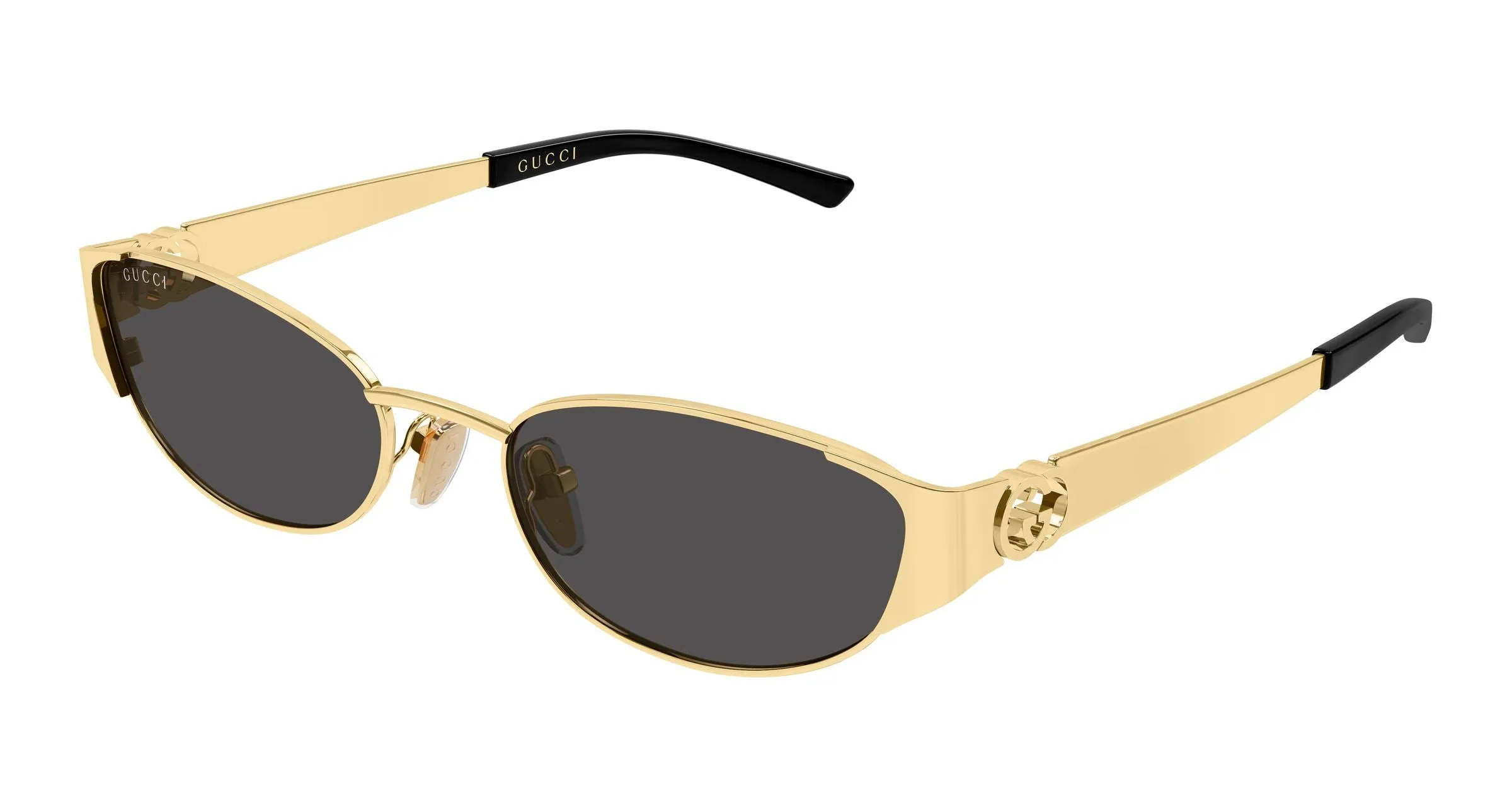 Gucci GG2197S 001 Occhiali da sole Metallo Oro Grigio Rotonda - immagine 1