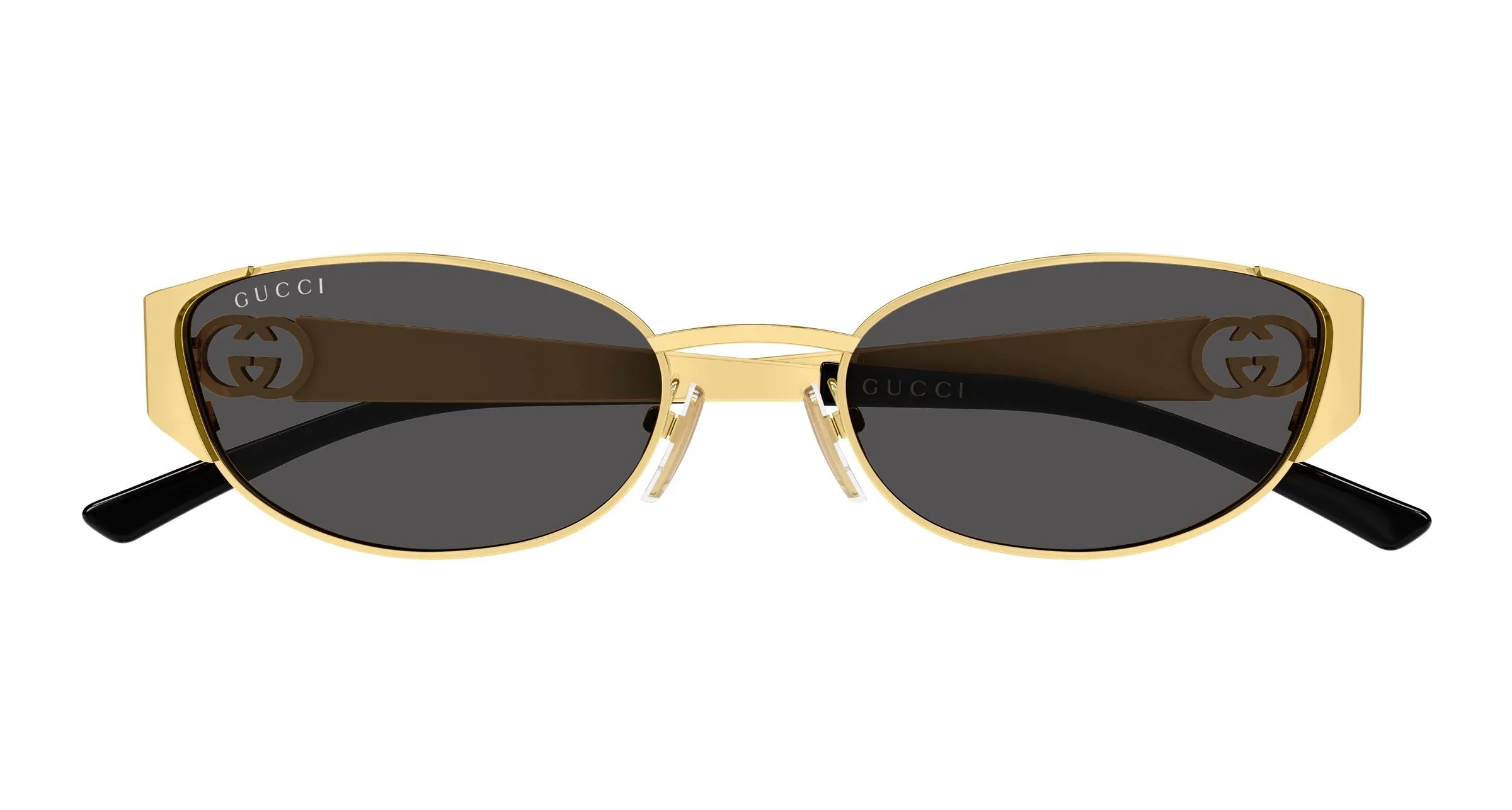 Gucci GG2197S 001 Occhiali da sole Metallo Oro Grigio Rotonda - immagine 2