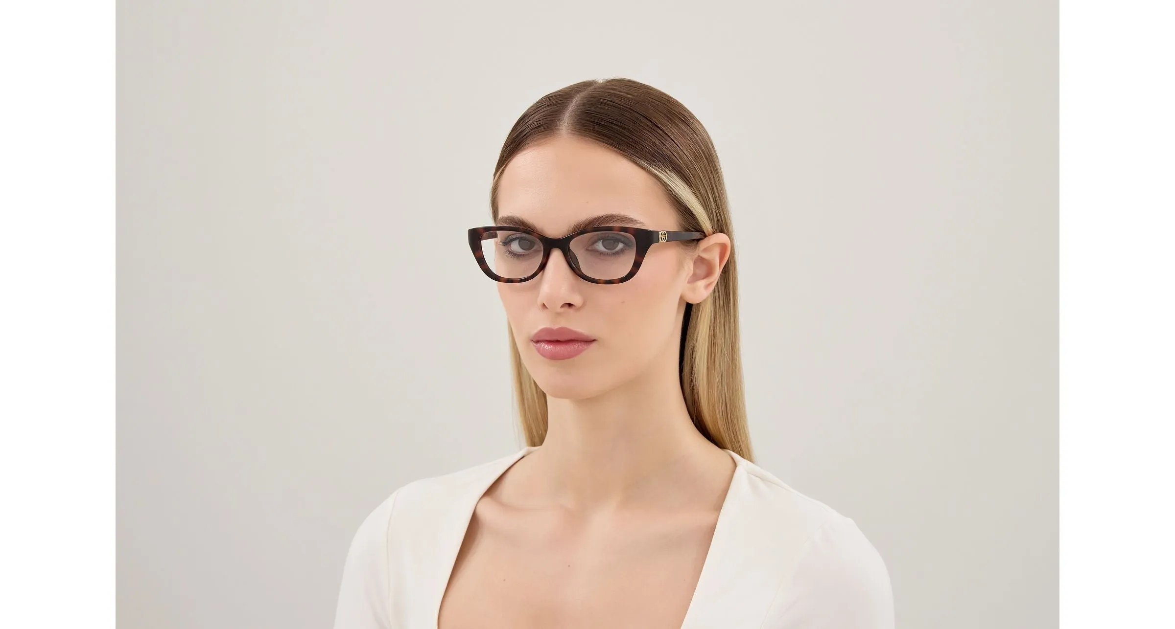 Gucci GG2196OL 002 Montature da vista Iniettato Havana Trasparente Cat Eye - immagine 2