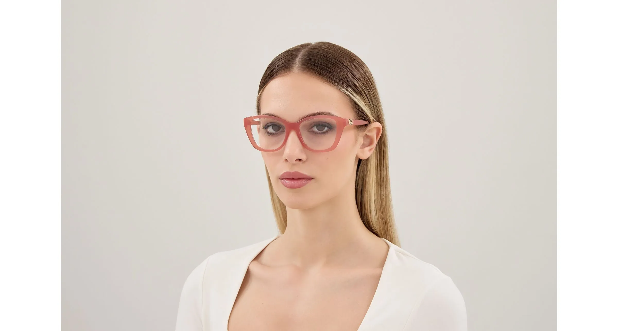 Gucci GG2195O 003 Montature da vista Iniettato Rosa Trasparente Cat Eye - immagine 2
