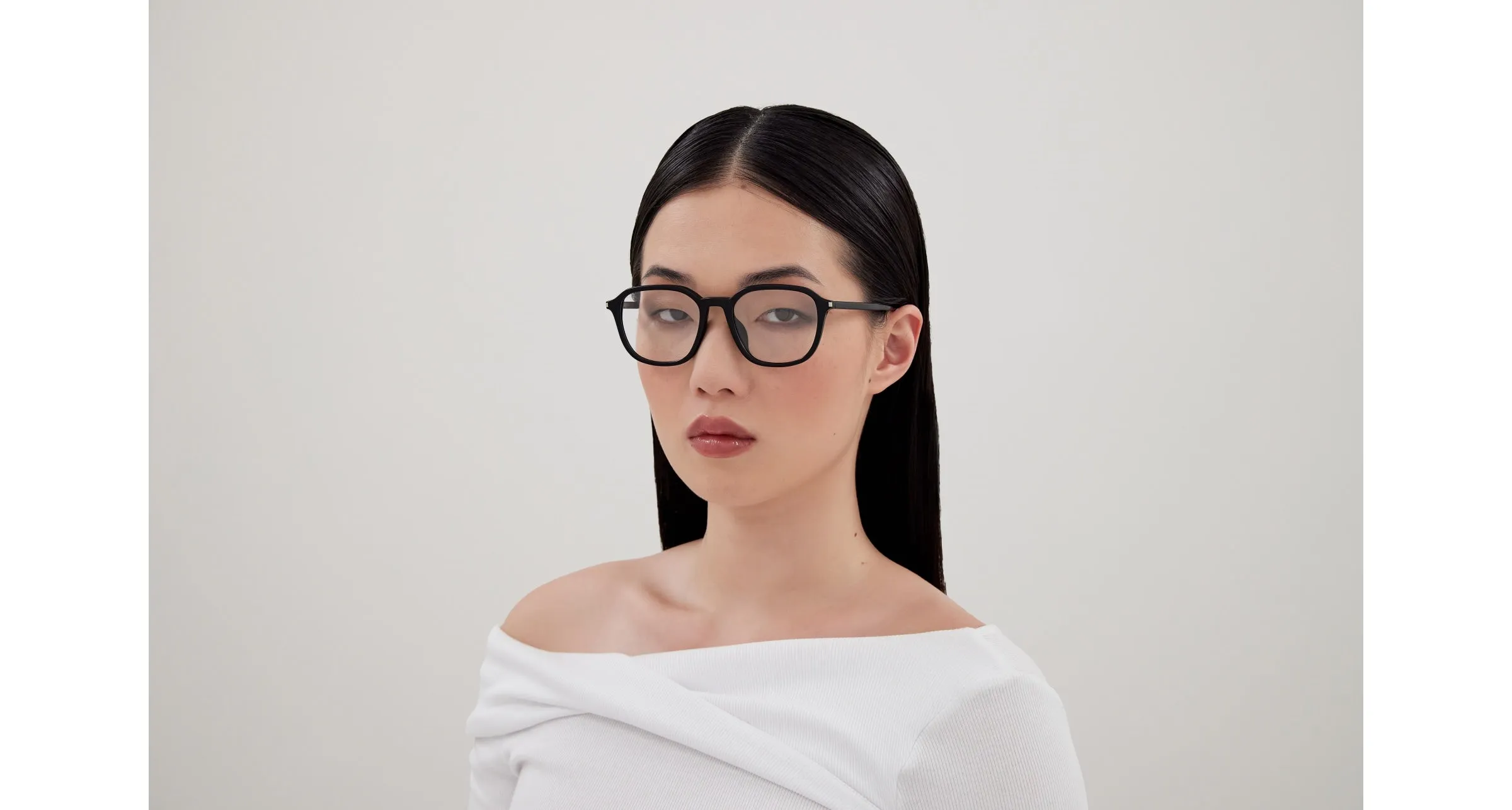 SAINT LAURENT SL 726/F 001 Montature da vista Acetato Nero Trasparente Squadrata - immagine 4