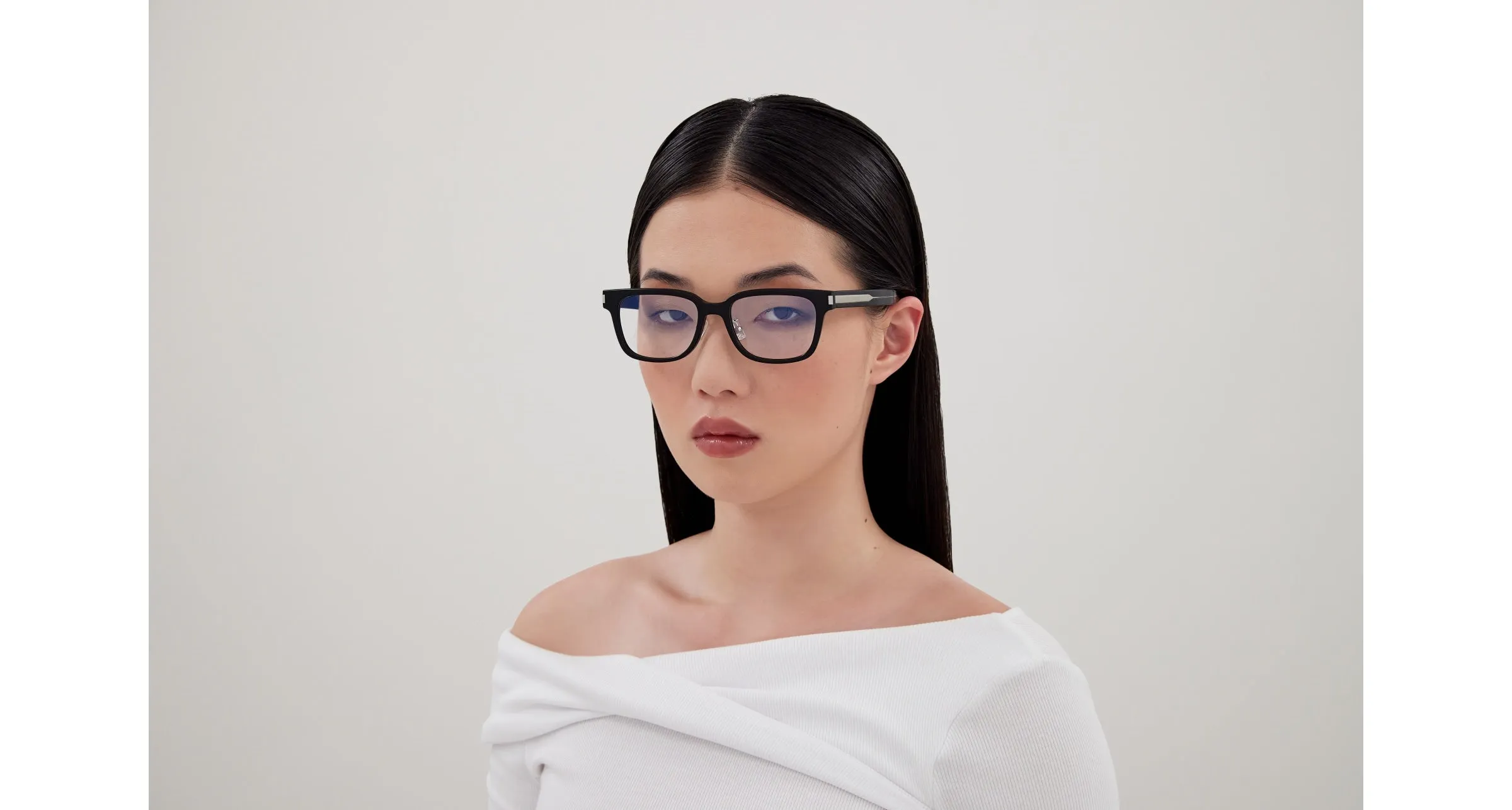 SAINT LAURENT SL 723/J 004 Montature da vista Acetato Nero Trasparente Squadrata - immagine 4