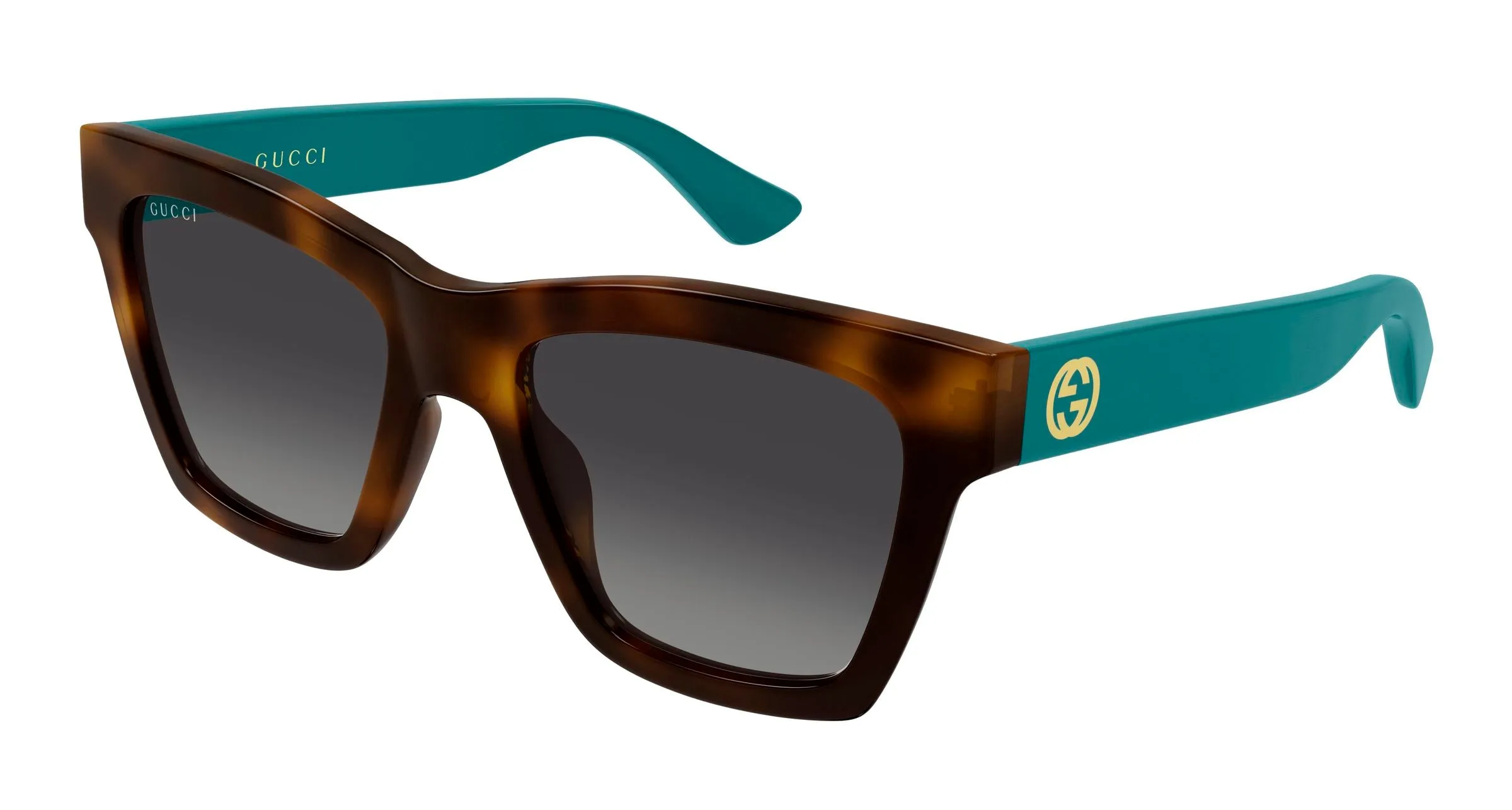 Gucci GG1714S 011 Occhiali da sole Iniettato Havana Grigio Cat Eye Sfumato - immagine 1