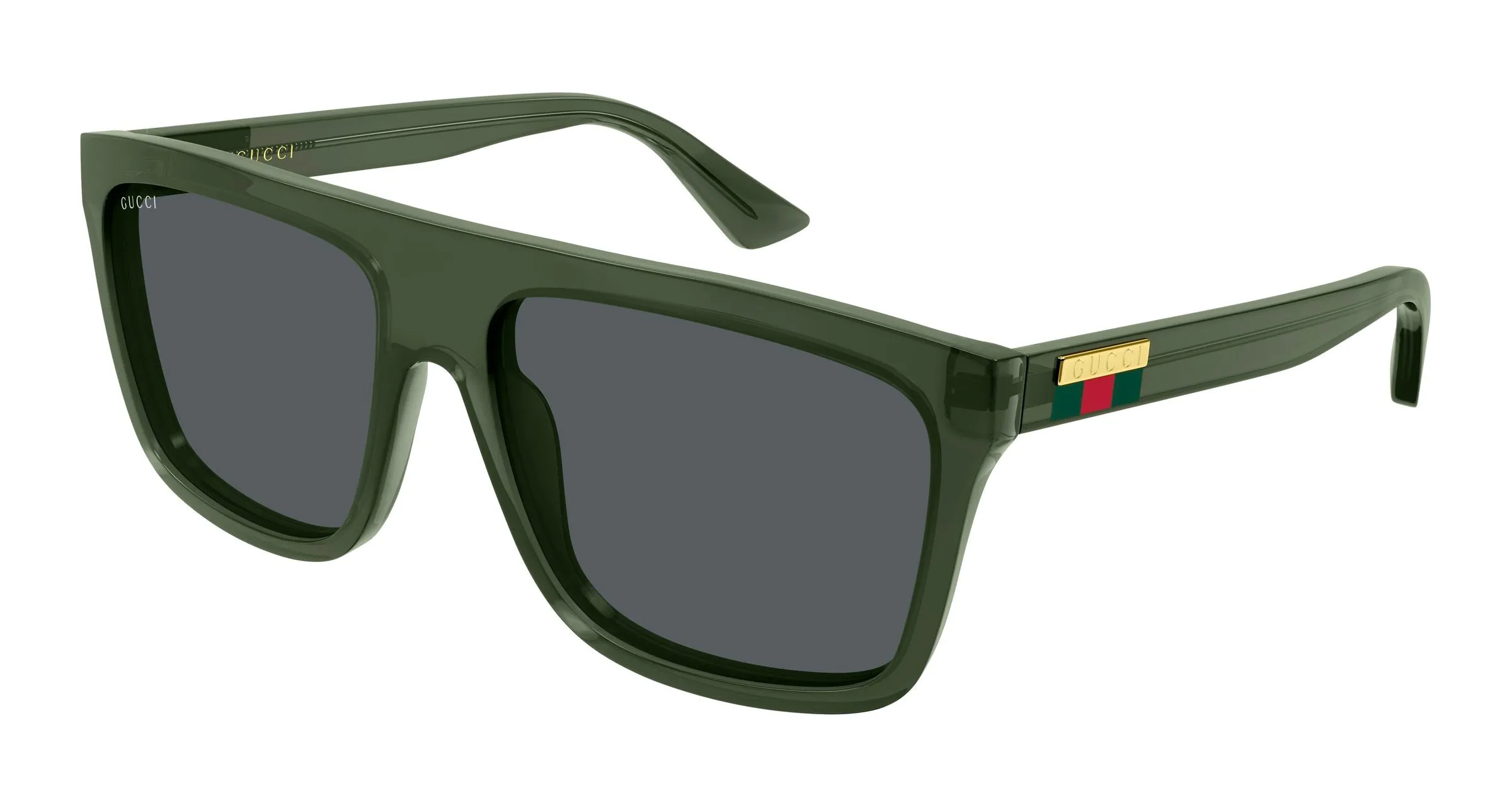 Gucci GG0748S 011 Occhiali da sole Iniettato Verde Grigio Squadrata - immagine 1