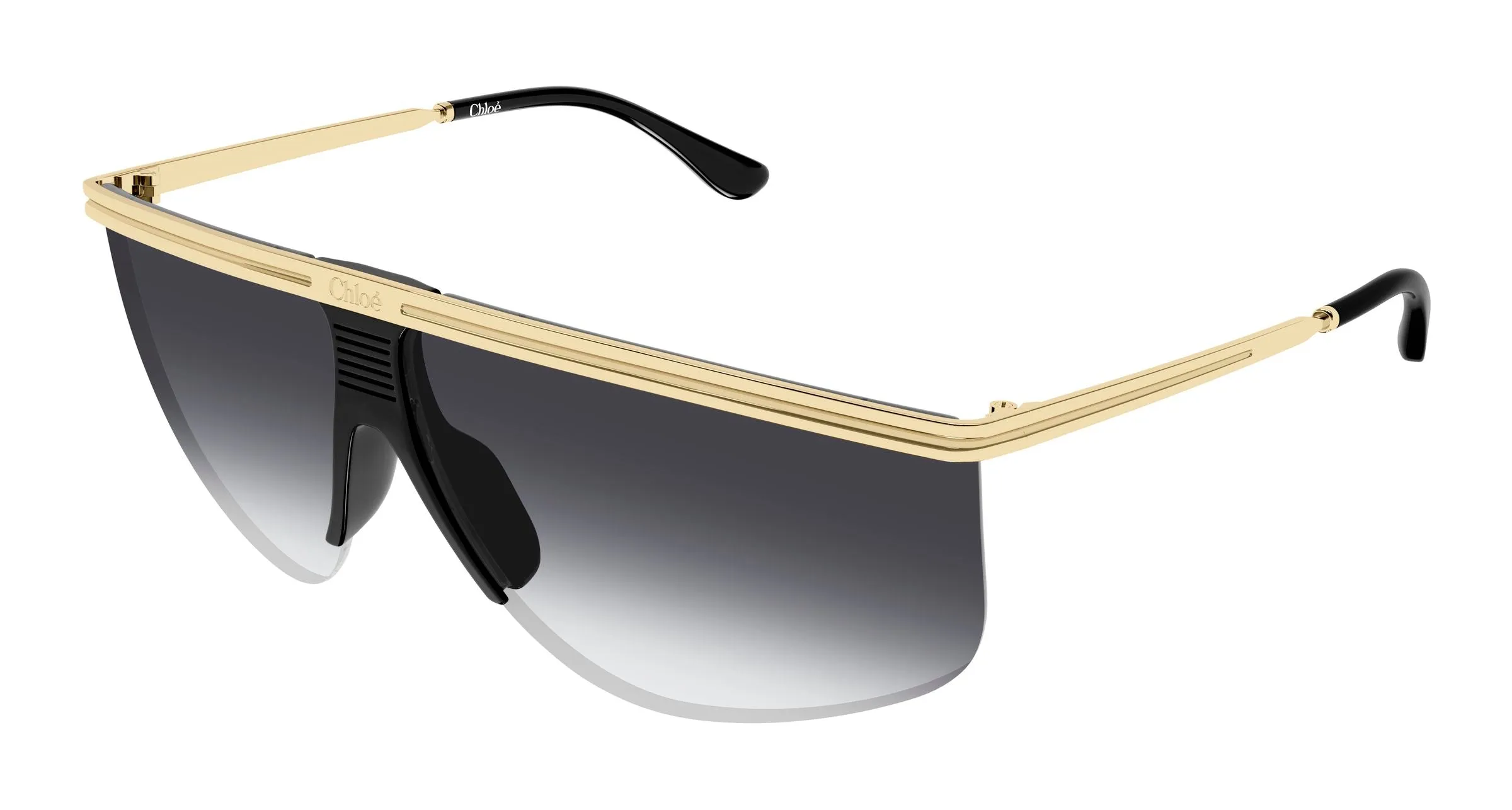 Chloé CH0415S 001 Occhiali da sole Metallo Oro Grigio Pilot Sfumato - immagine 1