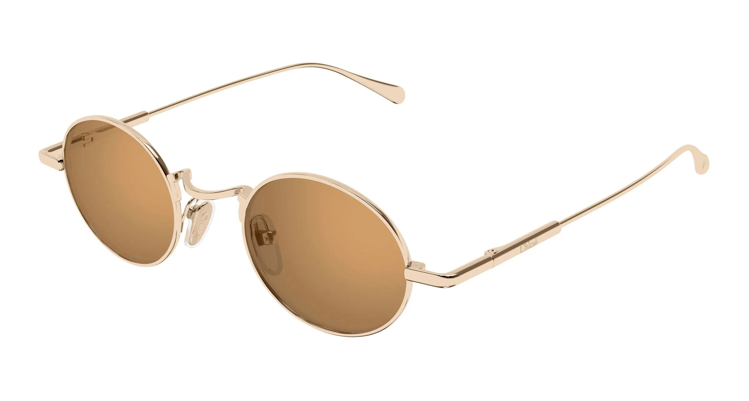 Chloé CH0414S 003 Occhiali da sole Metallo Rosso Marrone Rotonda Flash - immagine 1