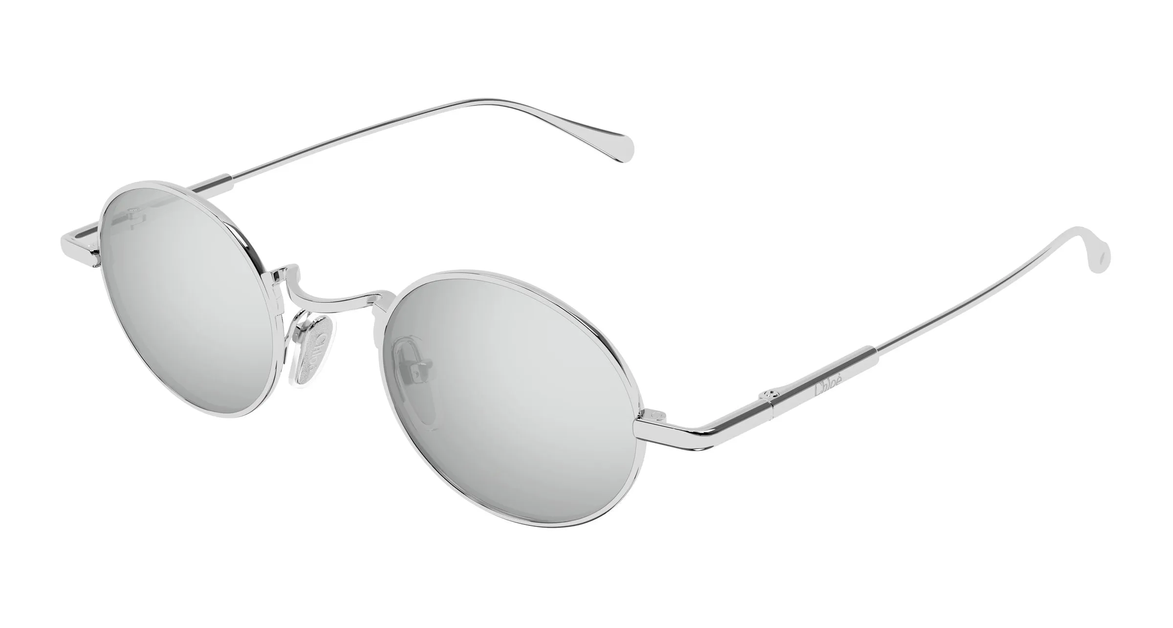 Chloé CH0414S 002 Occhiali da sole Metallo Argento Argento Rotonda Specchiato - immagine 1
