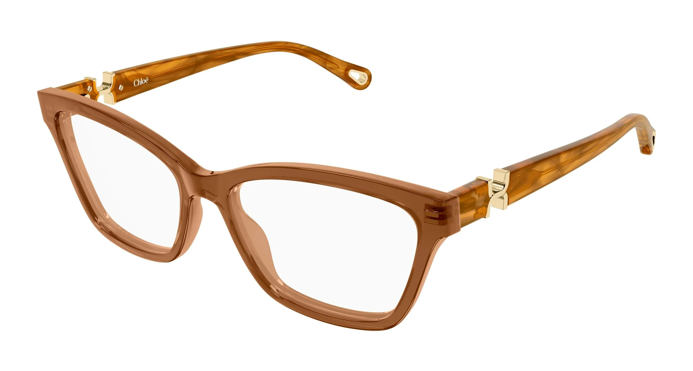 Chloé CH0412O 009 Montature da vista Acetato Marrone Trasparente Cat Eye - immagine 1