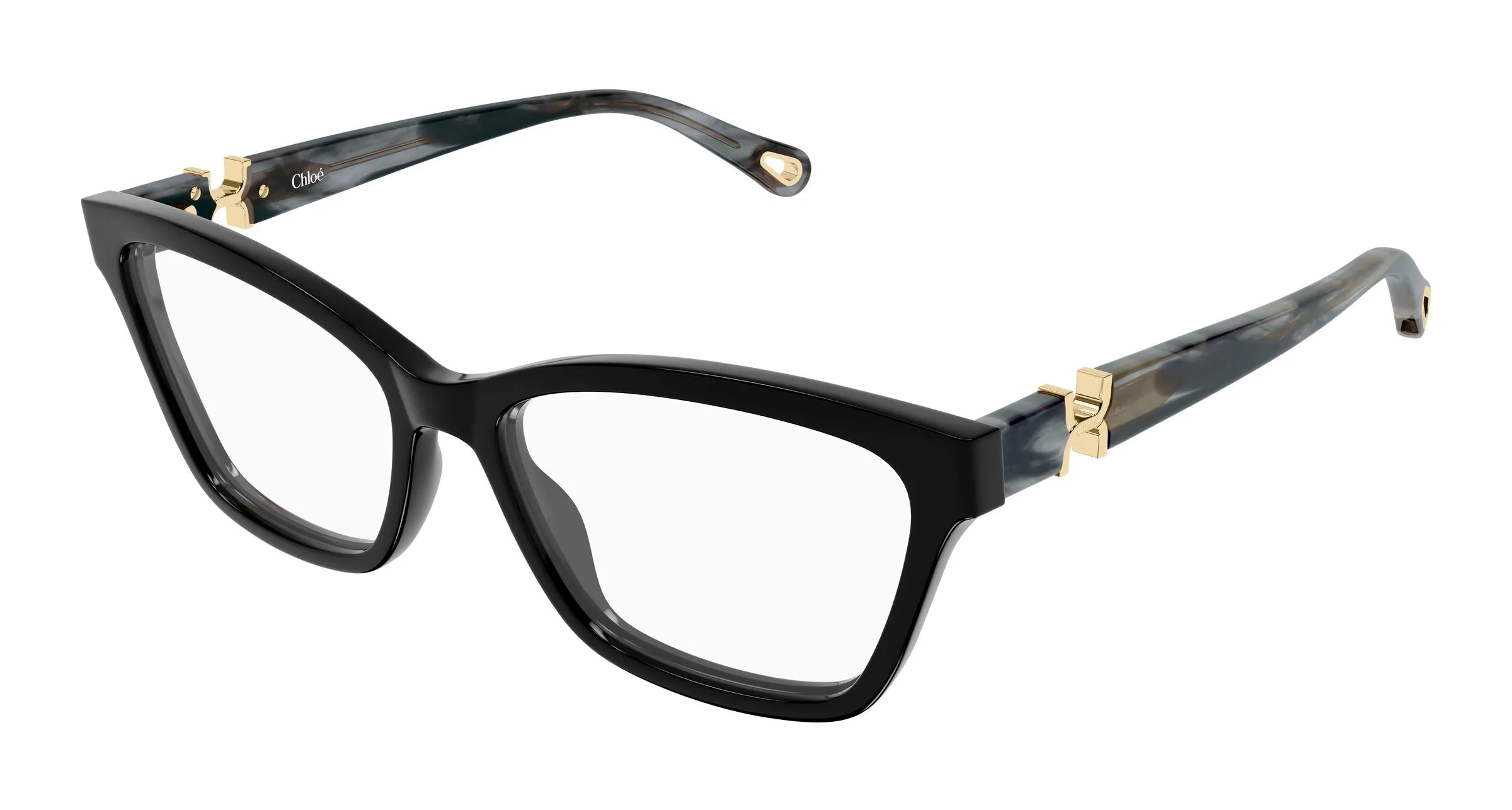 Chloé CH0412O 001 Montature da vista Acetato Nero Trasparente Cat Eye - immagine 1