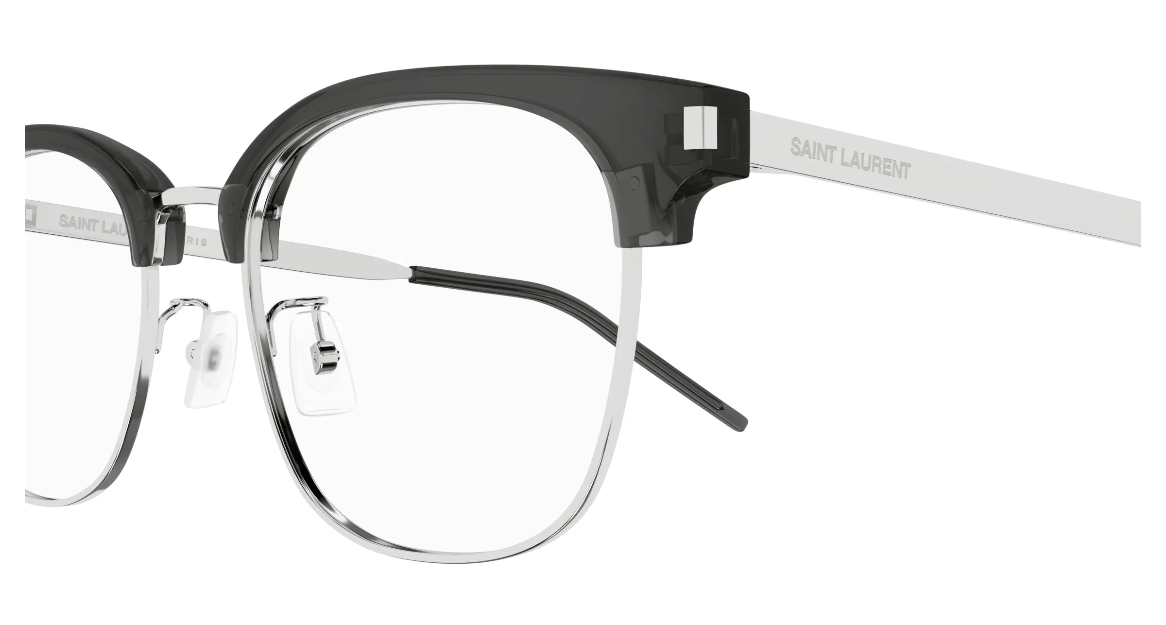SAINT LAURENT SL 649/F 004 Montature da vista Acetato Grigio Trasparente Squadrata - immagine 3