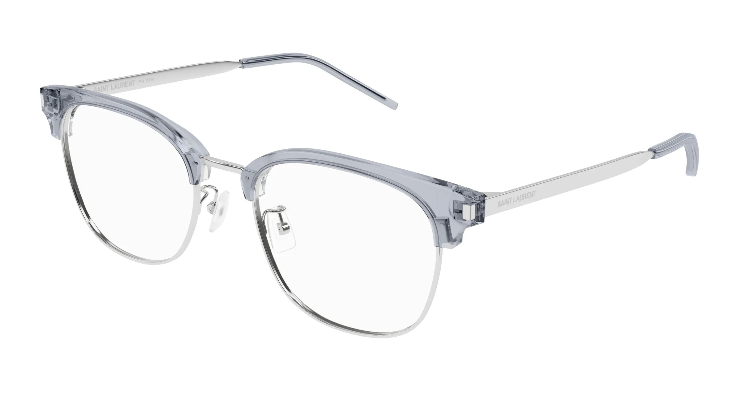 SAINT LAURENT SL 649/F 003 Montature da vista Acetato Grigio Trasparente Squadrata - immagine 1