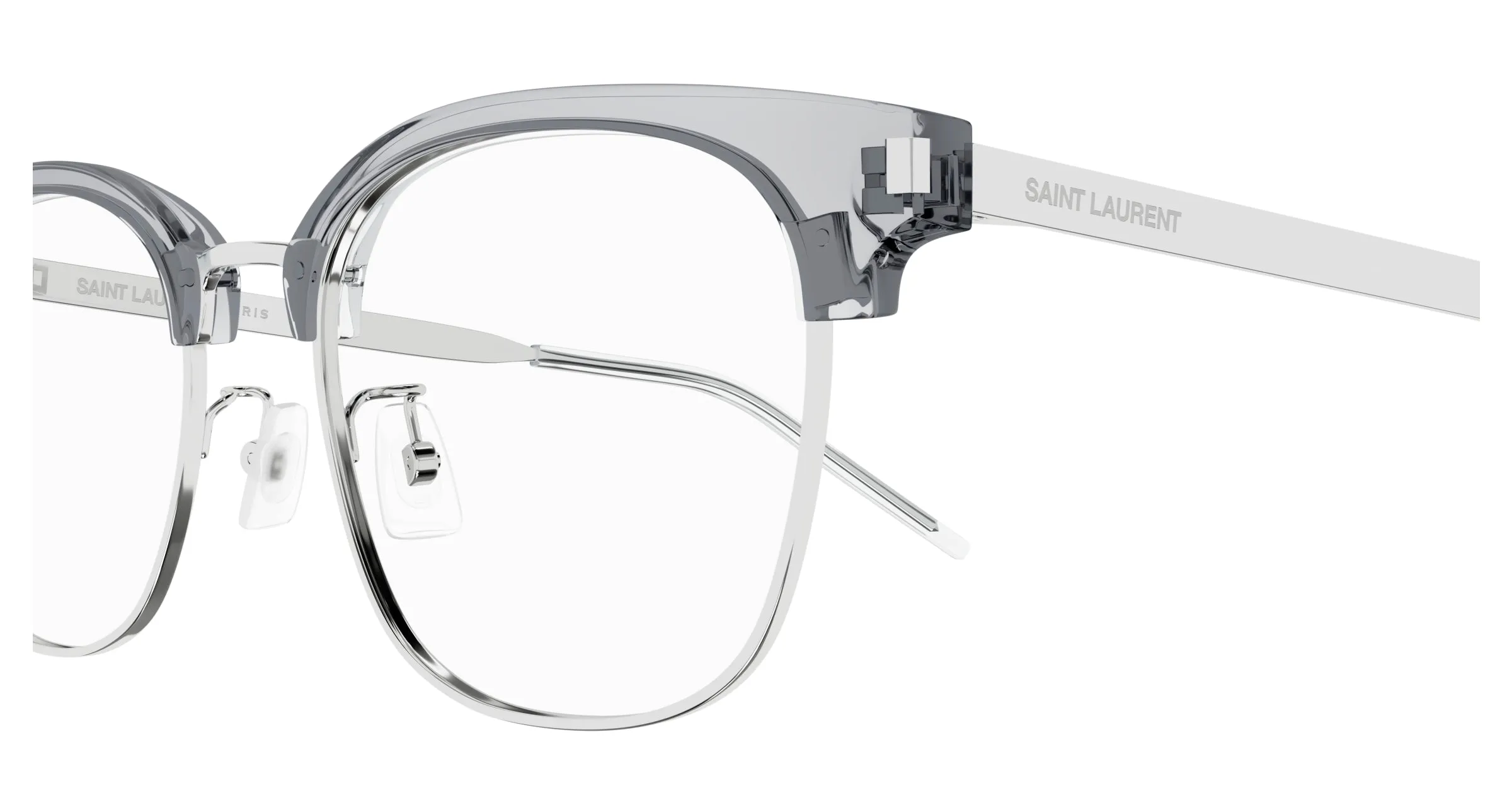 SAINT LAURENT SL 649/F 003 Montature da vista Acetato Grigio Trasparente Squadrata - immagine 3