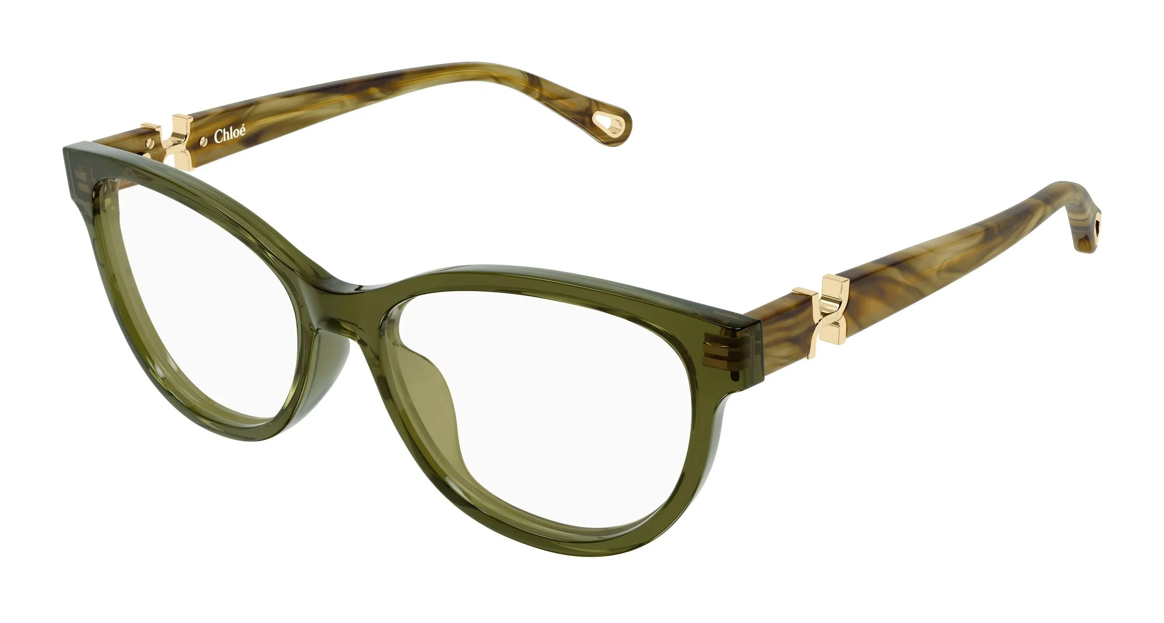 Chloé CH0411OL 010 Montature da vista Acetato Verde Trasparente Cat Eye - immagine 1