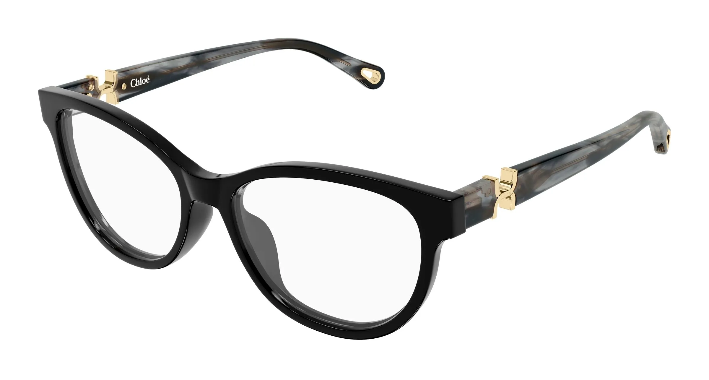 Chloé CH0411OL 006 Montature da vista Acetato Nero Trasparente Cat Eye - immagine 1