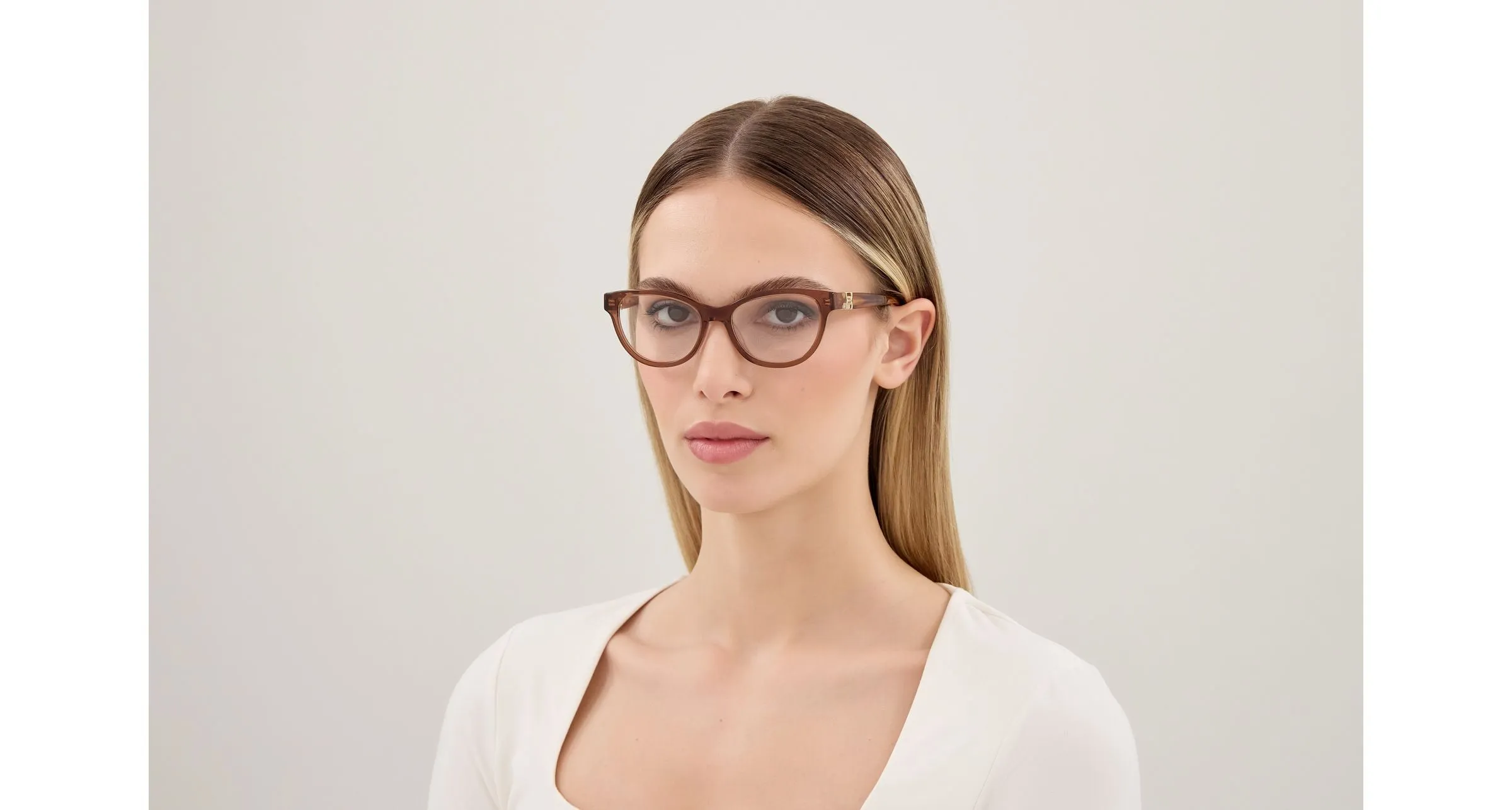 Chloé CH0411OL 004 Montature da vista Acetato Marrone Trasparente Cat Eye - immagine 2
