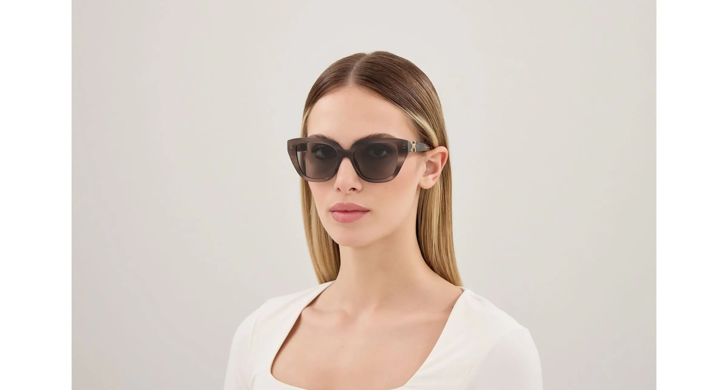 Chloé CH0410S 002 Occhiali da sole Acetato Havana Grigio Cat Eye - immagine 2