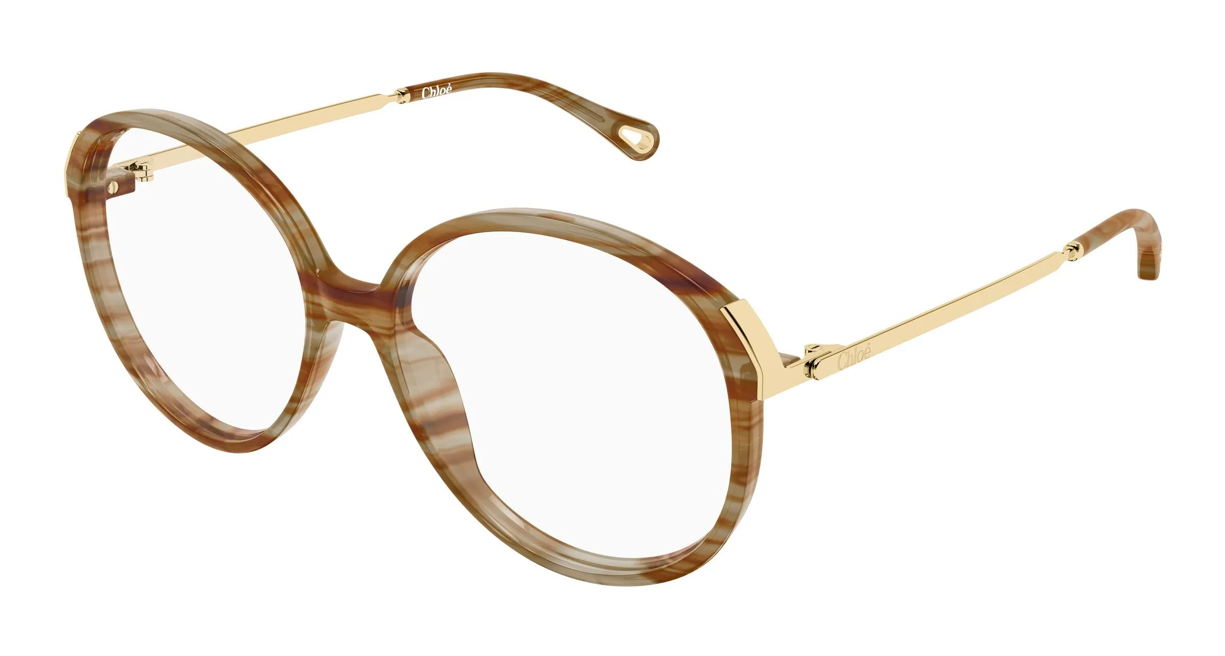 Chloé CH0408O 004 Montature da vista Acetato Havana Trasparente Rotonda - immagine 1