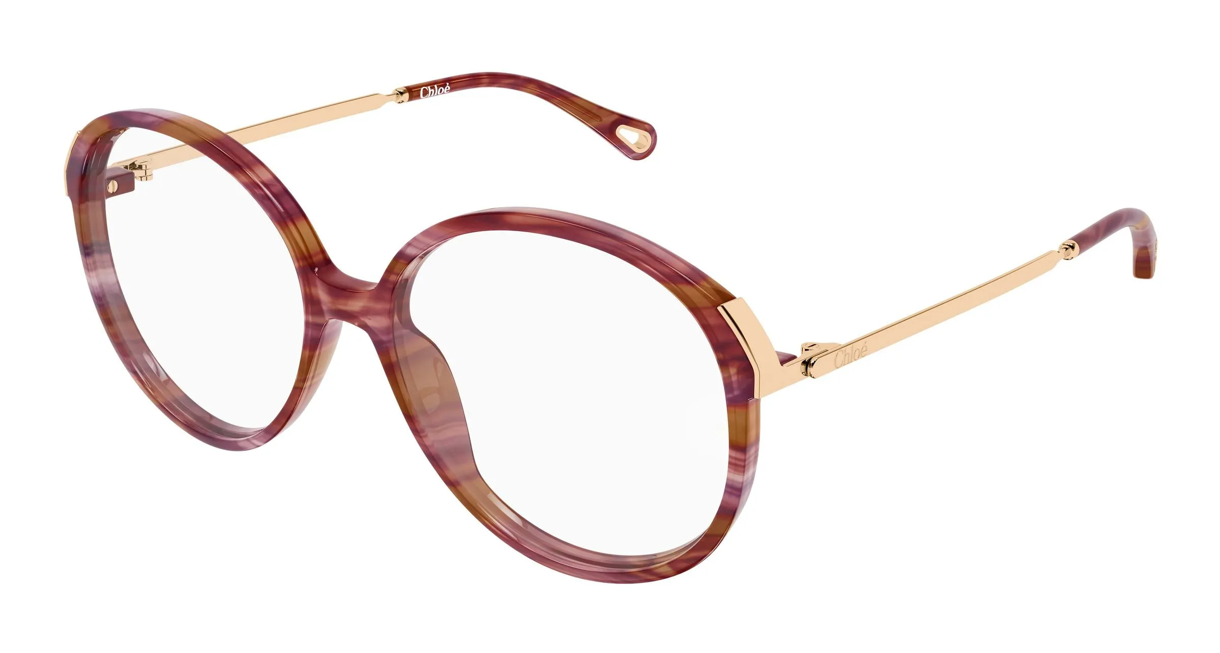 Chloé CH0408O 003 Montature da vista Acetato Havana Trasparente Rotonda - immagine 1