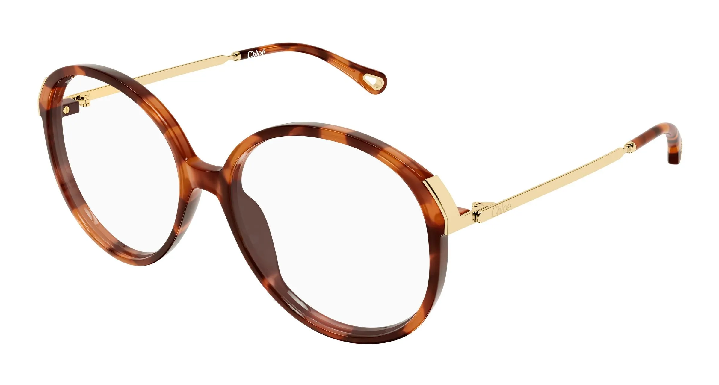 Chloé CH0408O 002 Montature da vista Acetato Havana Trasparente Rotonda - immagine 1