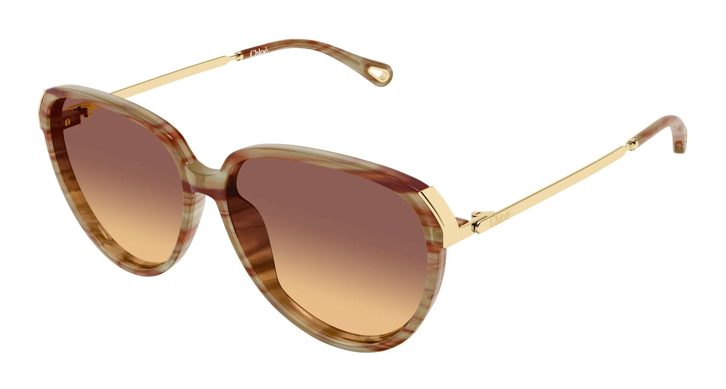 Chloé CH0406S 004 Occhiali da sole Acetato Havana Marrone Rotonda Sfumato - immagine 1